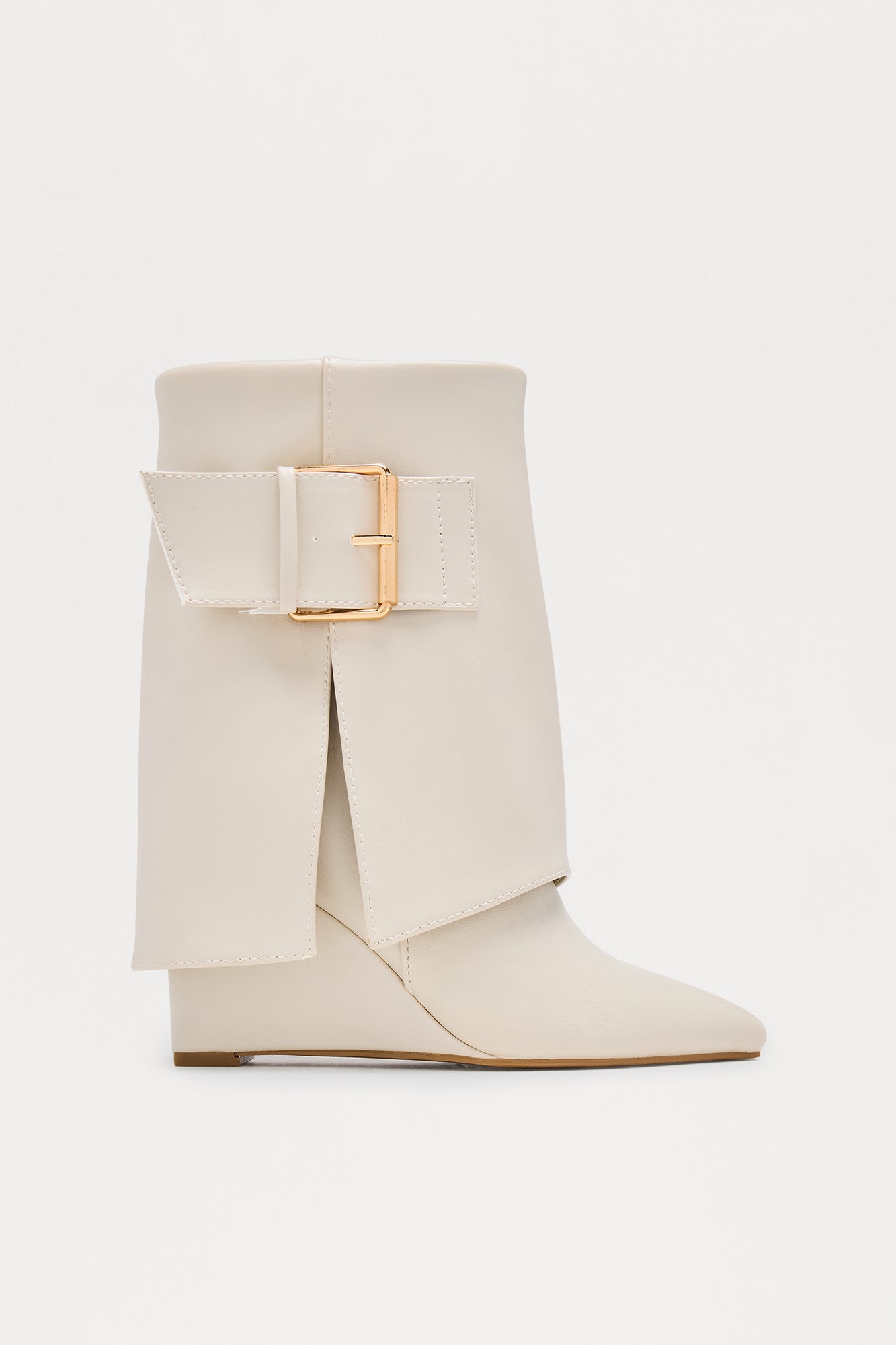 Heights Buckle Overlay Booties - Ivory