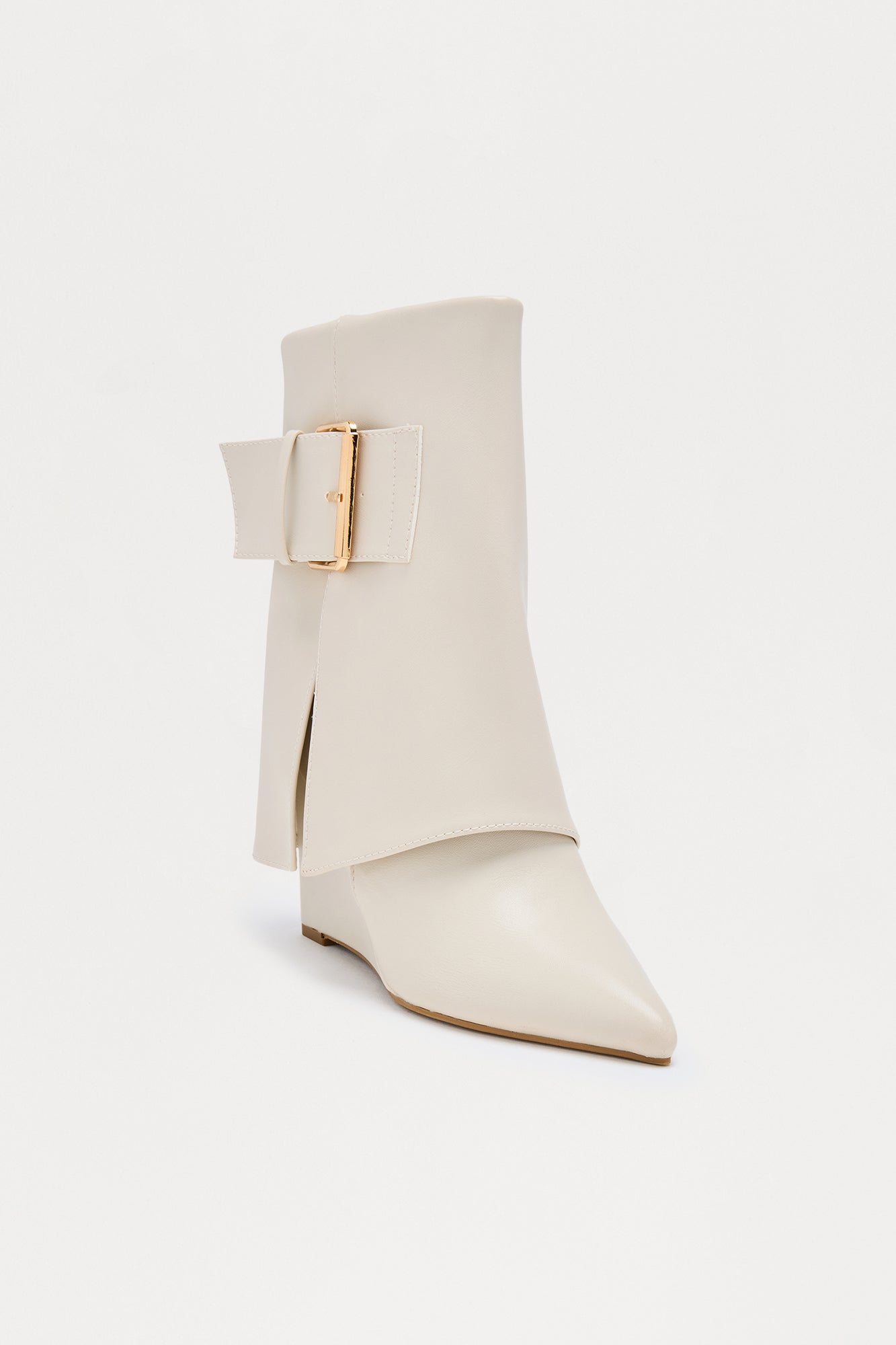 Heights Buckle Overlay Booties - Ivory