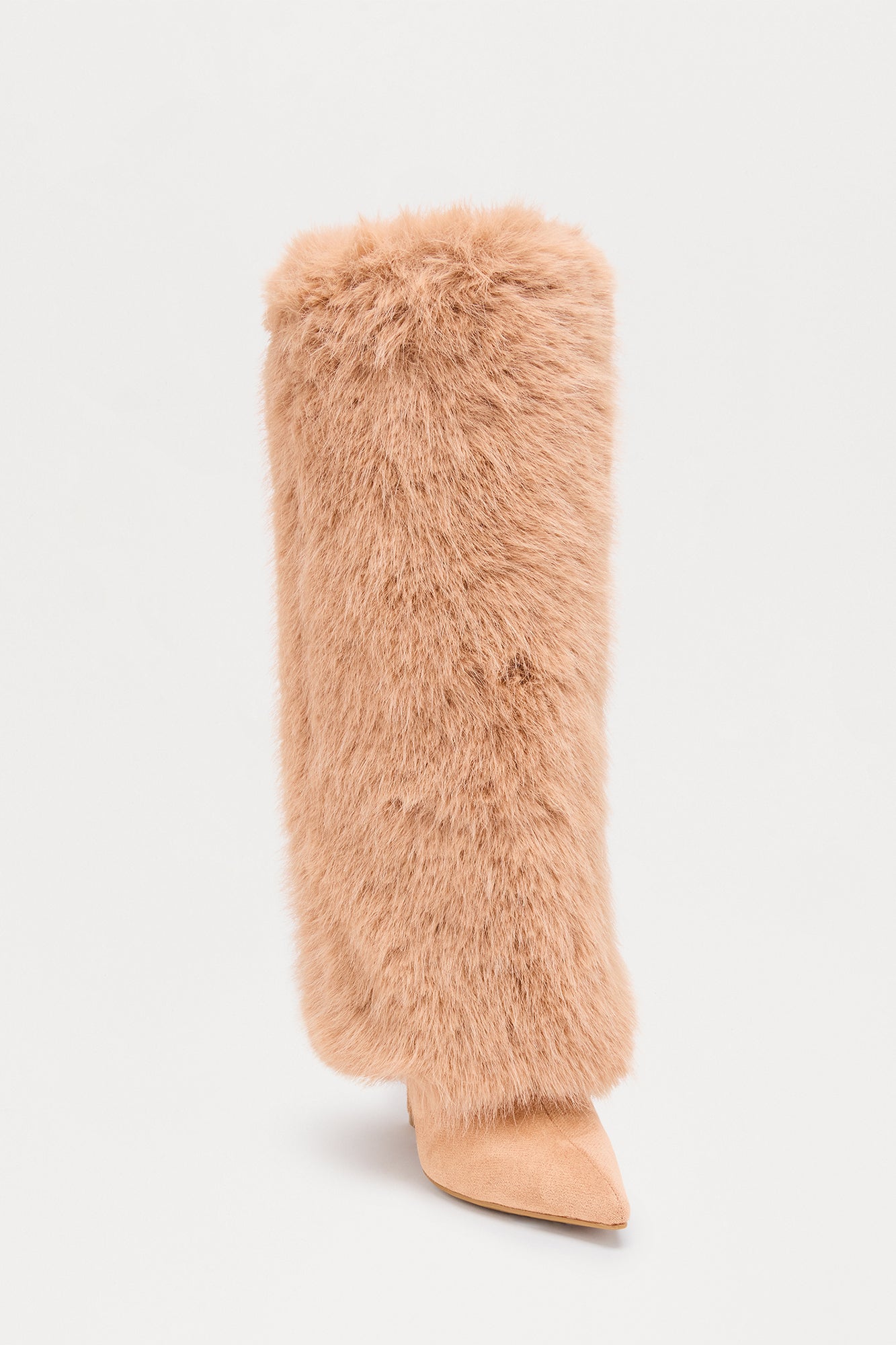 Tye Faux Fur Overlay Boots - Tan
