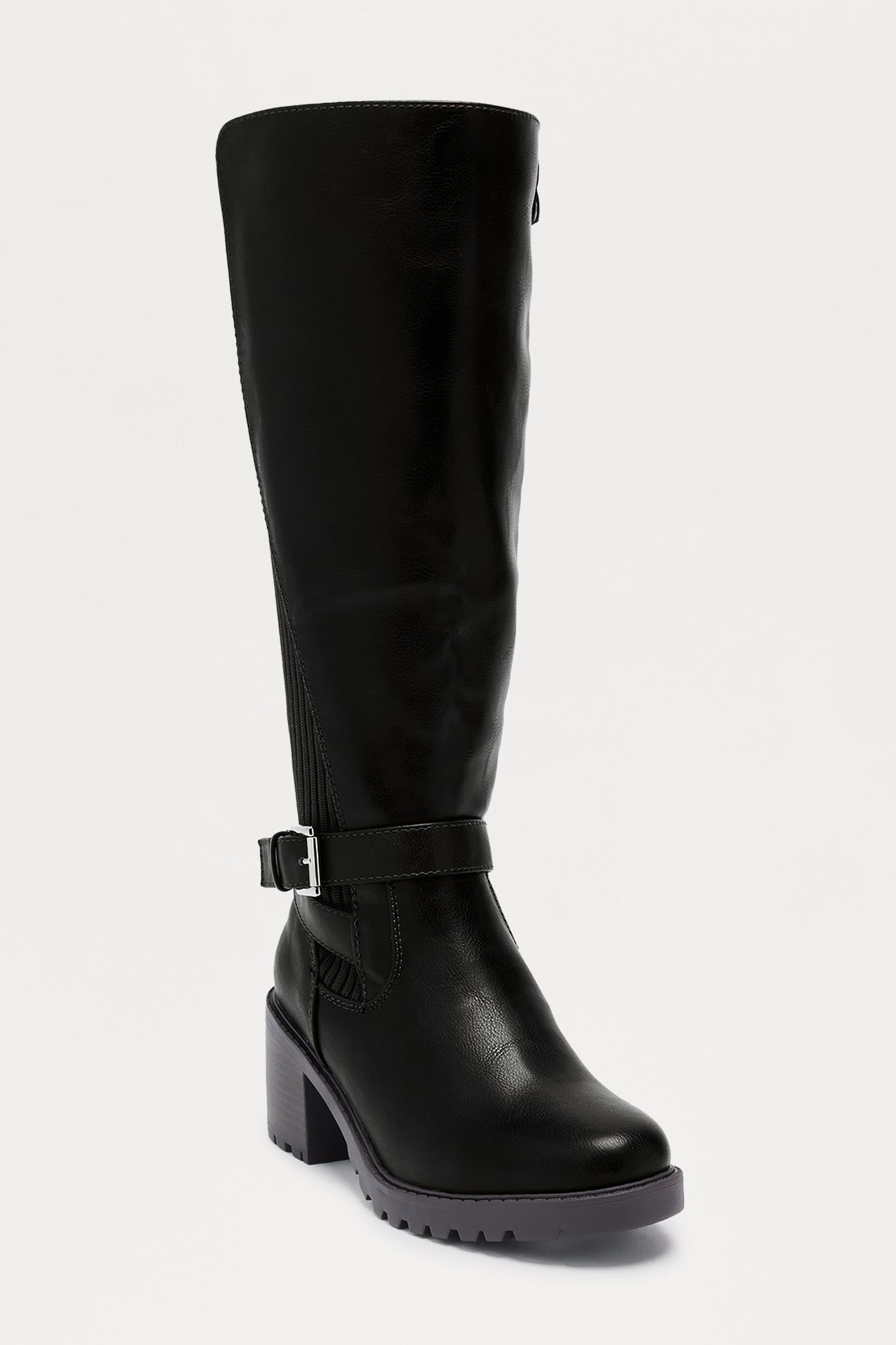 Daya Buckle Knee High Boots - Black