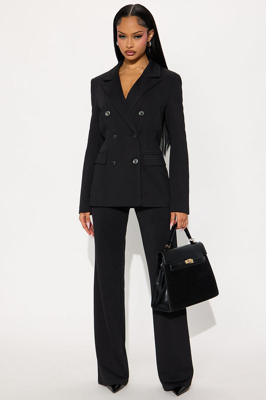 Marina Double Breasted Blazer Pant Set - Black