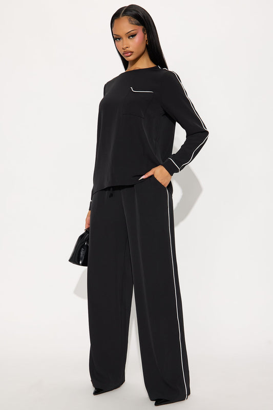 Outlined Elegance Pant Set - Black/combo