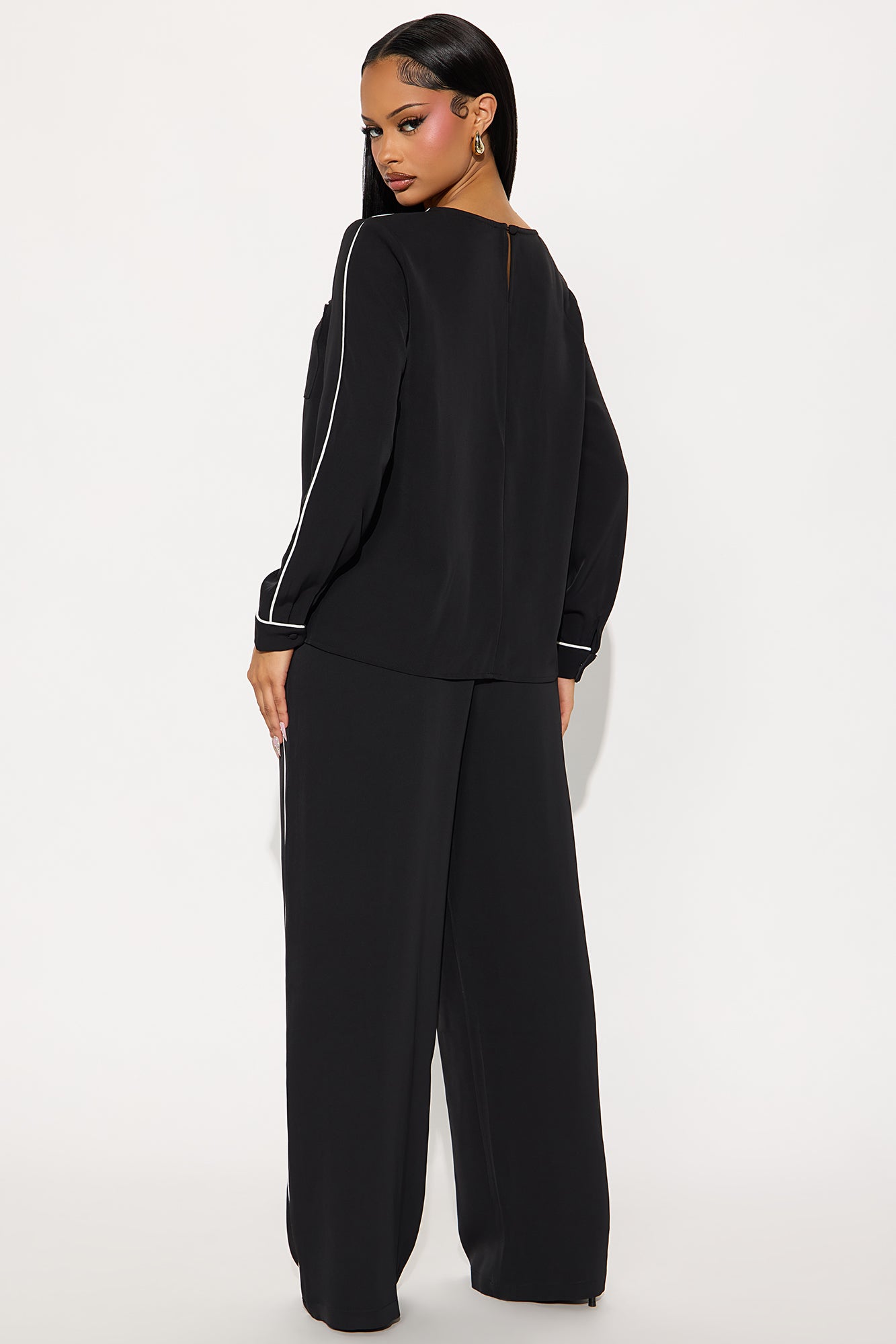 Outlined Elegance Pant Set - Black/combo