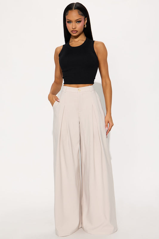 Karianna Crepe Woven Wide Leg Pant 33 - Stone