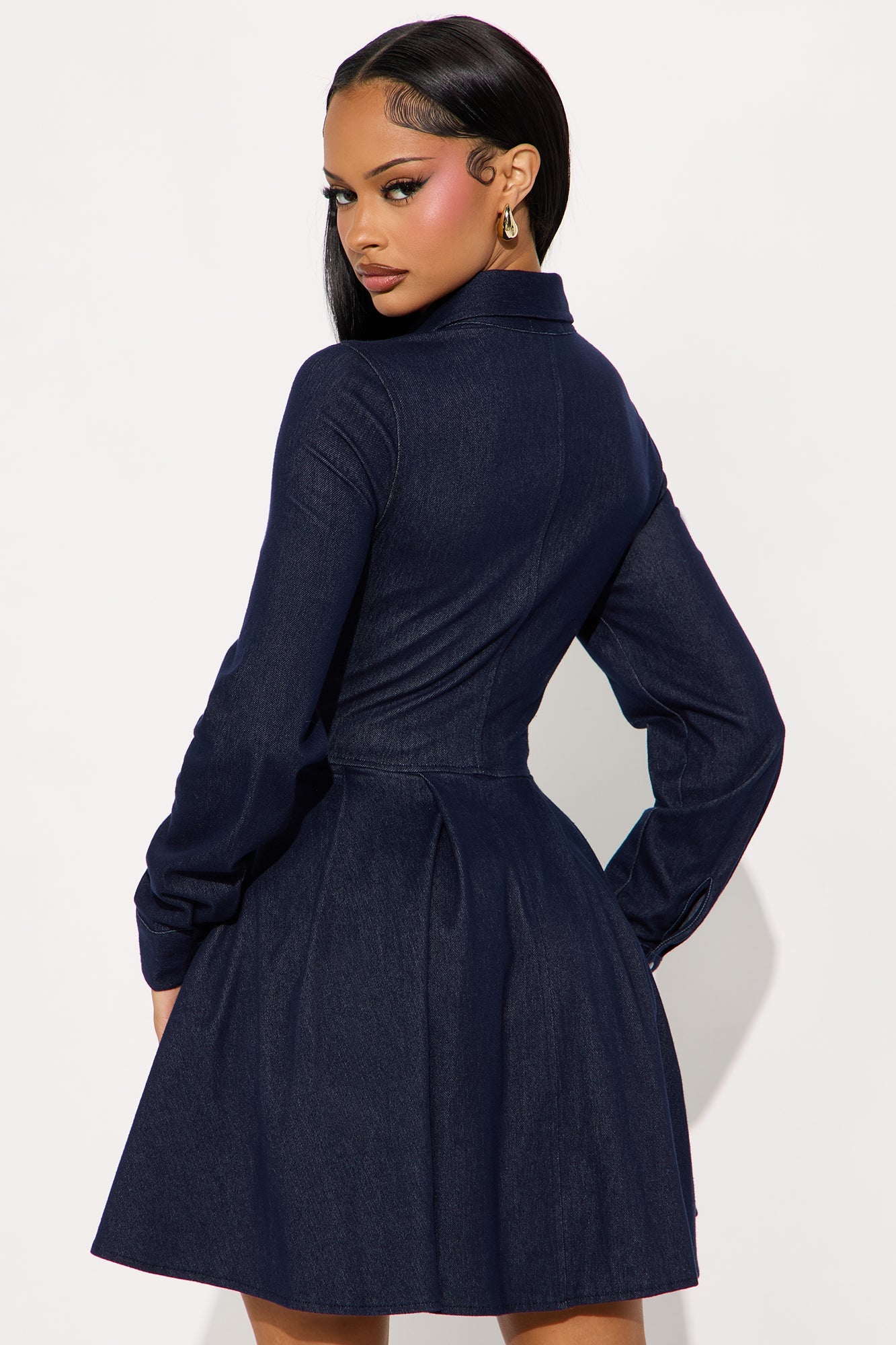 Peyton Button Up Knit Mini Dress - Blue