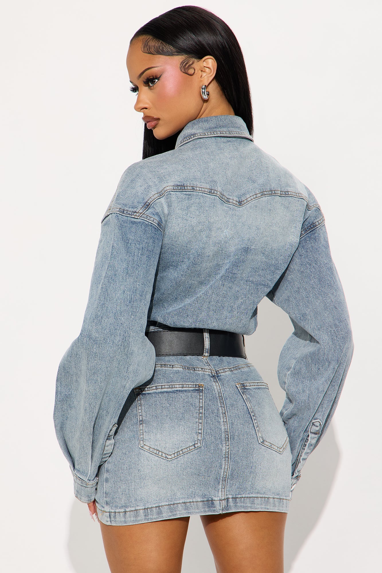 Looking For A Cowboy Belted Denim Mini Dress - Denim
