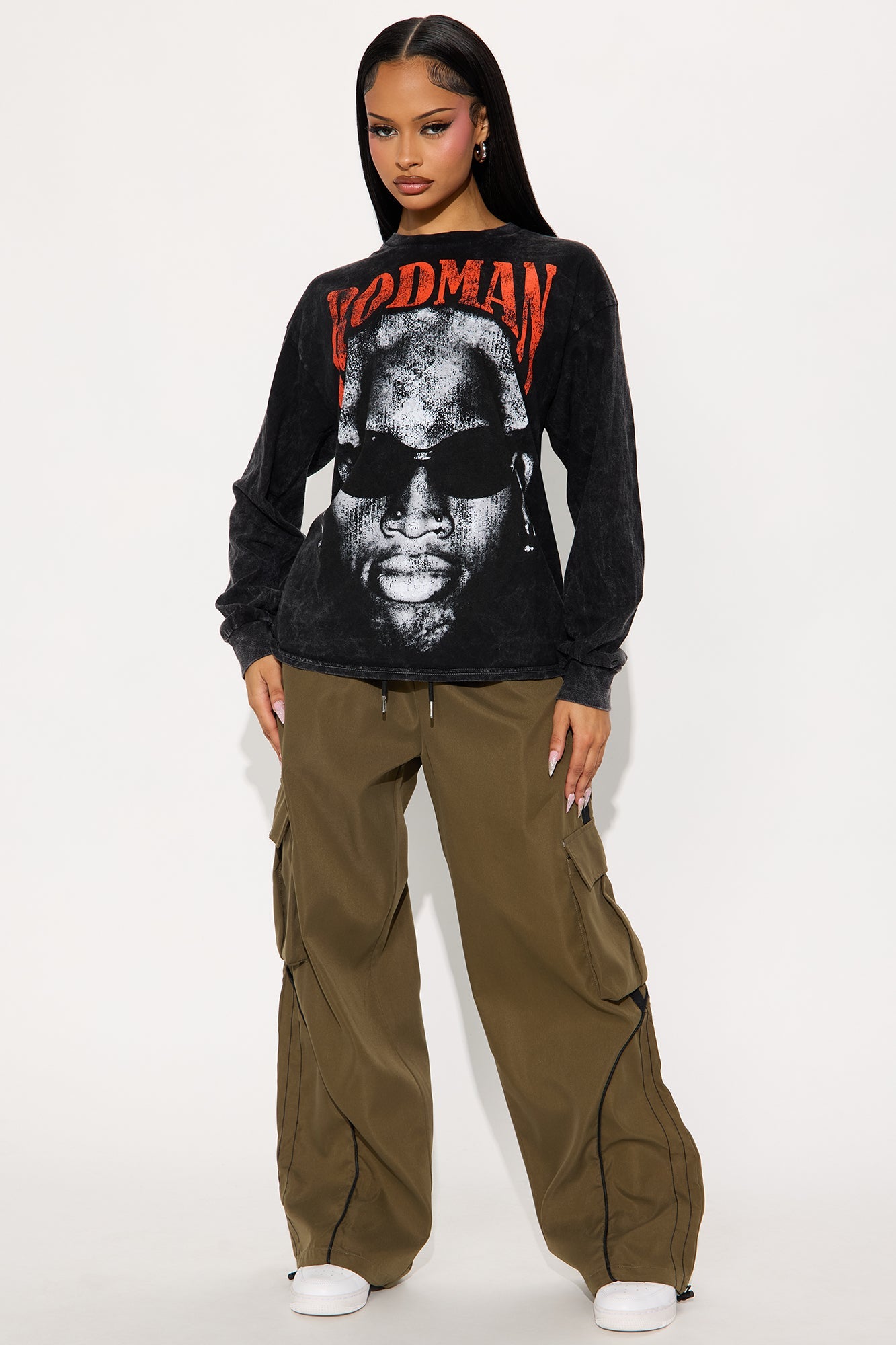 Dennis Rodman Rules Washed Long Sleeve Tee - Black Wash