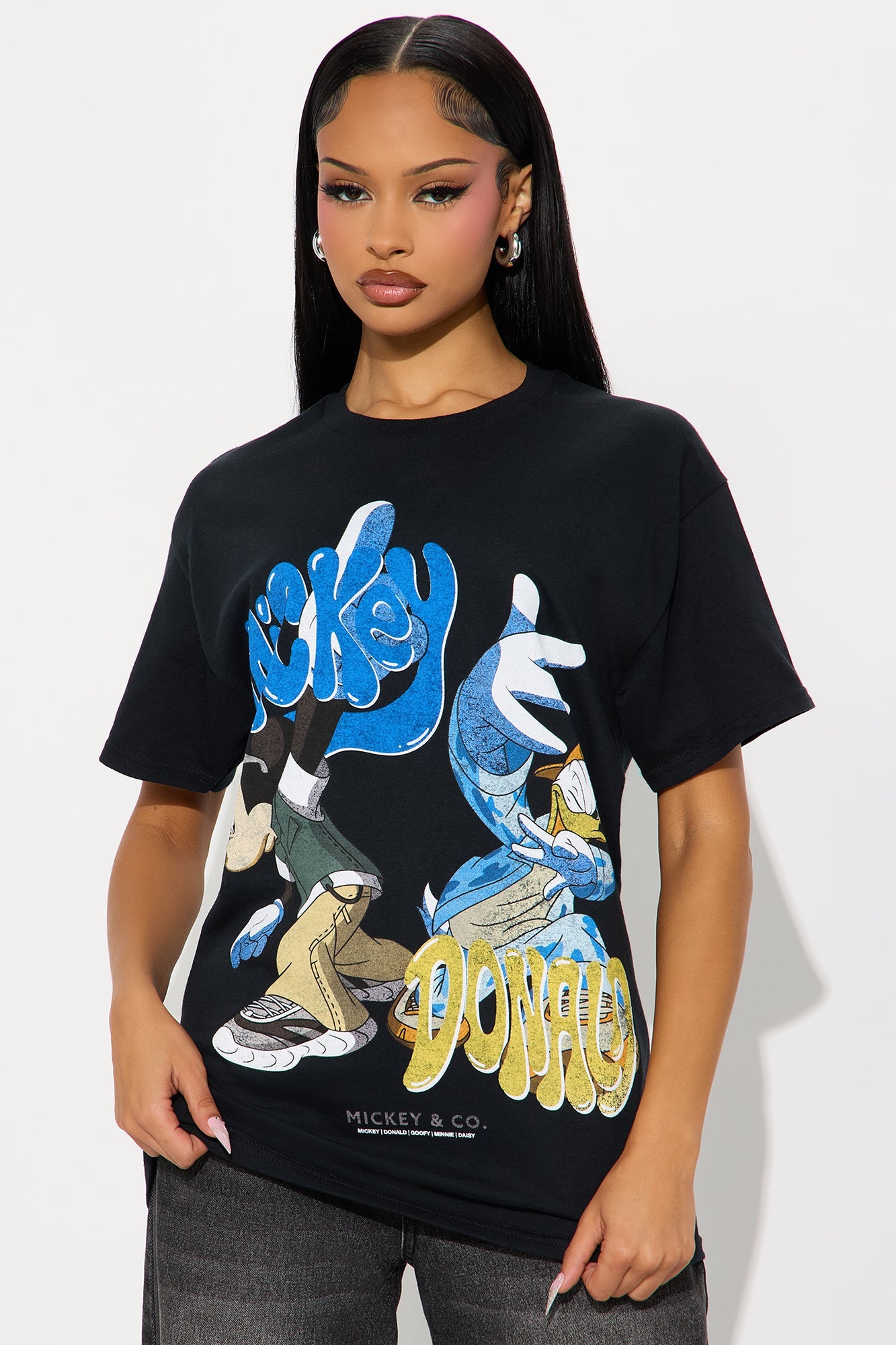 Cool Mickey and Donald Oversize Tee - Black