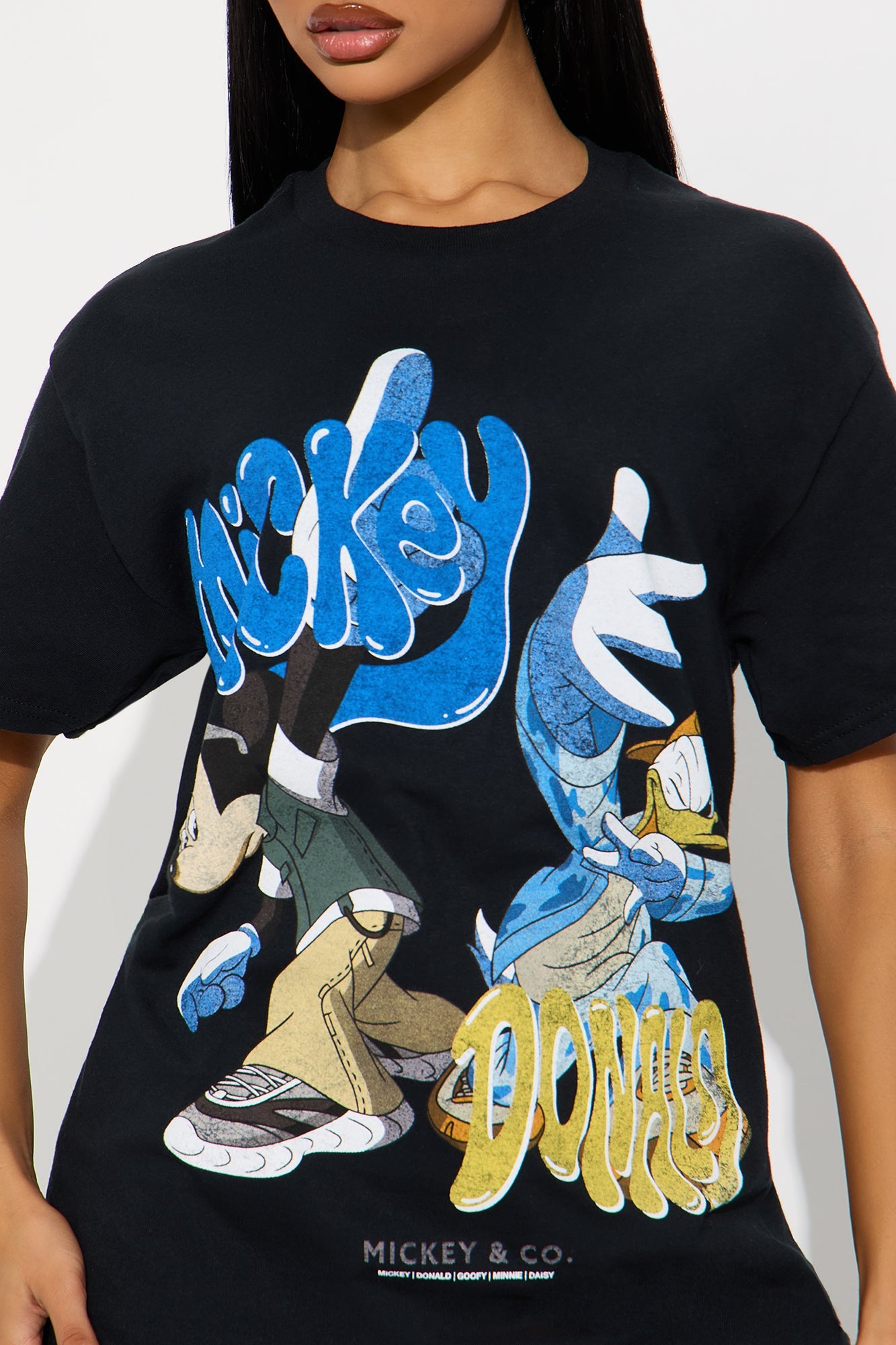 Cool Mickey and Donald Oversize Tee - Black