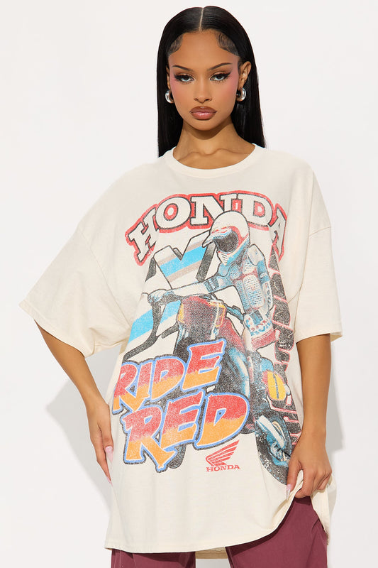 Honda Racing Exploded Multi Graphic Oversized Tee - Natural