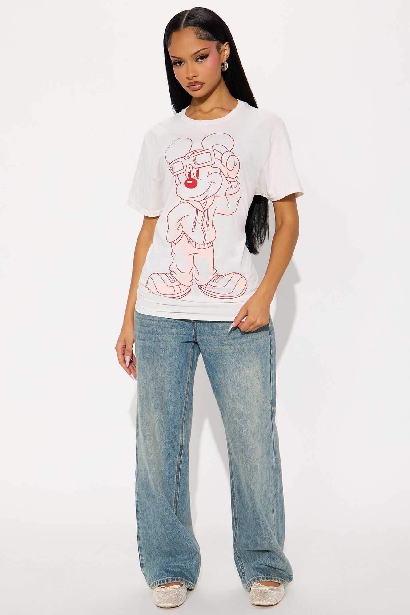 Mickey Mouse Shades Oversize Oversize Tee - Cream