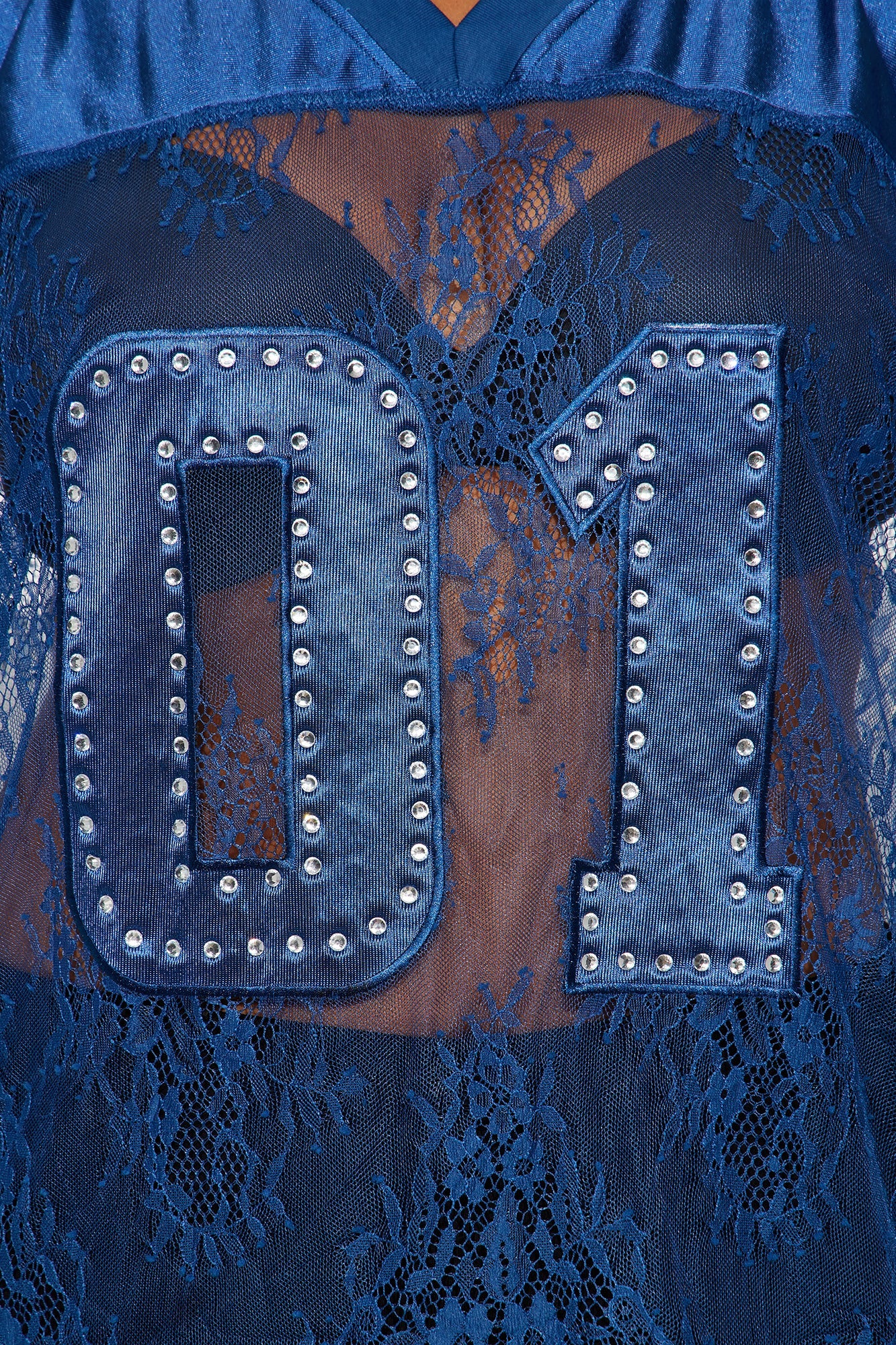 Best of The Best Lace Jersey Top - Navy