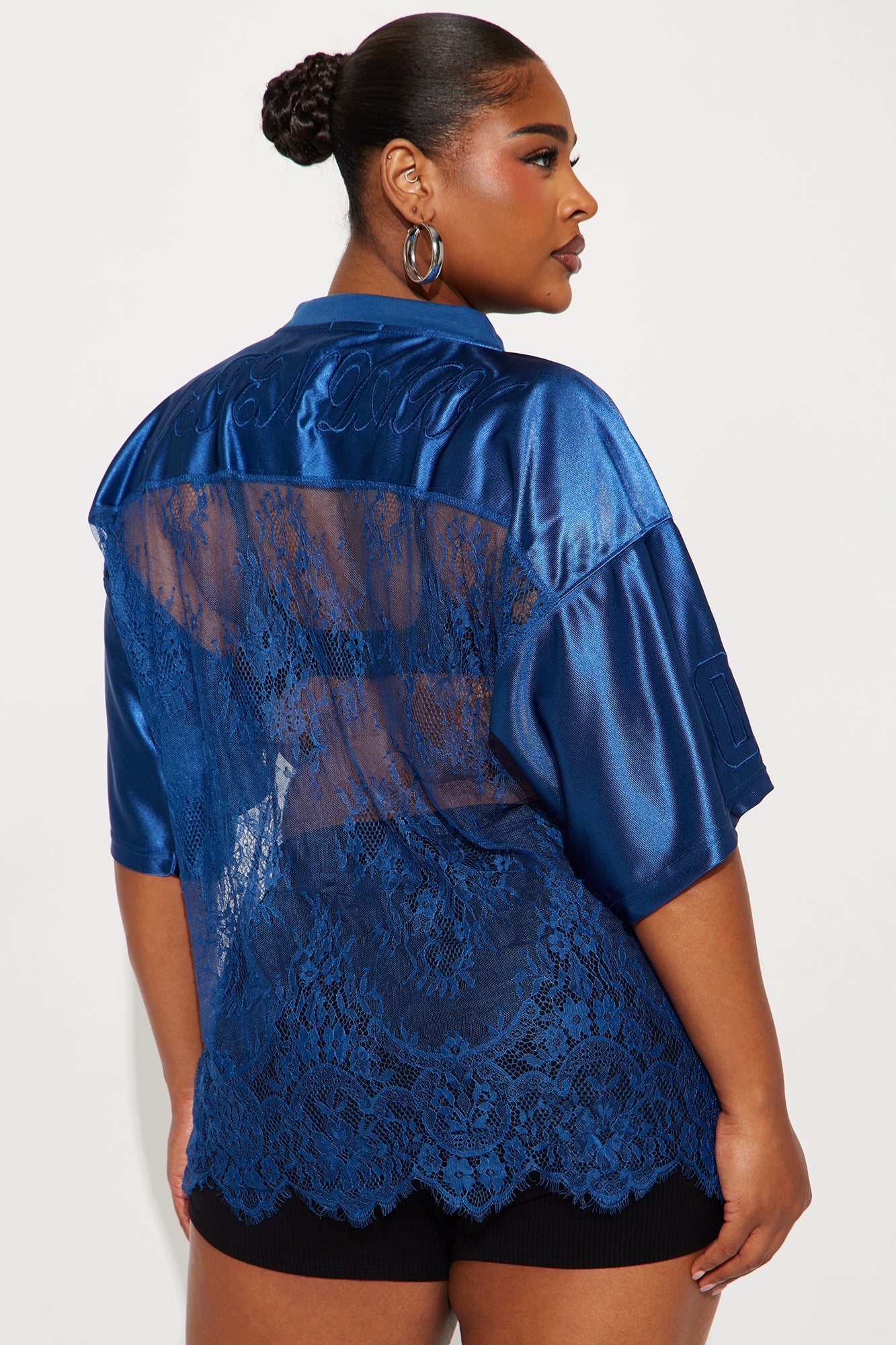 Best of The Best Lace Jersey Top - Navy