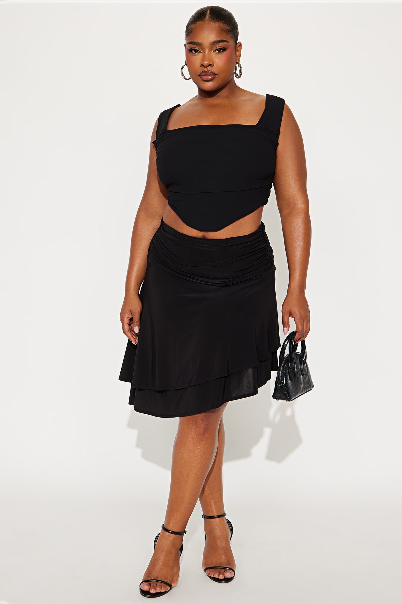 Classy Chic Asymmetrical Midi Skirt - Black