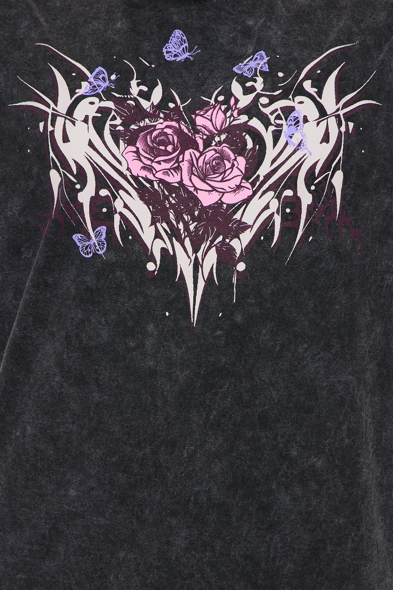 Heart Barbed Wire Washed Tee - Black