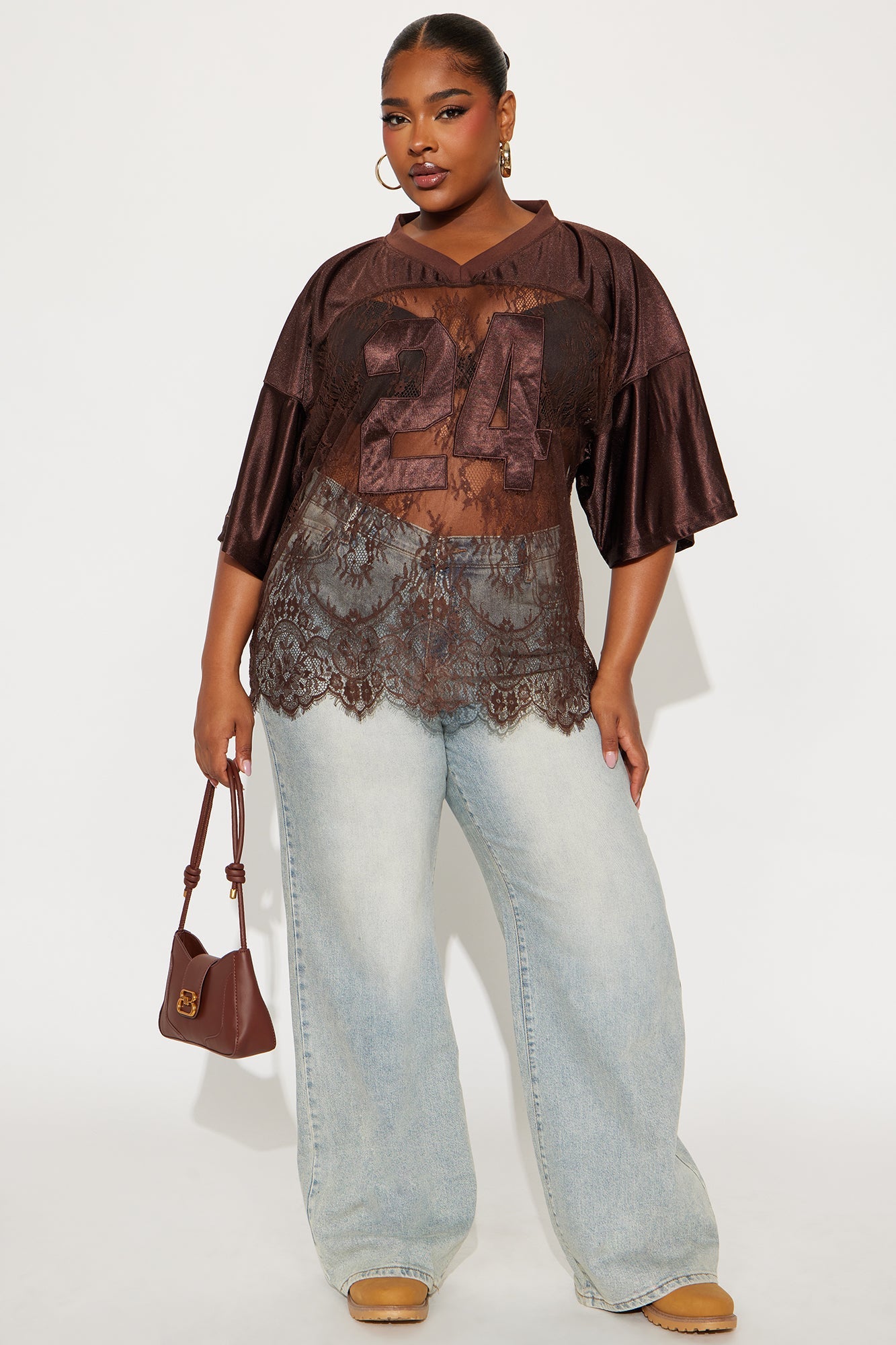 Twenty Four Lace Jersey - Brown