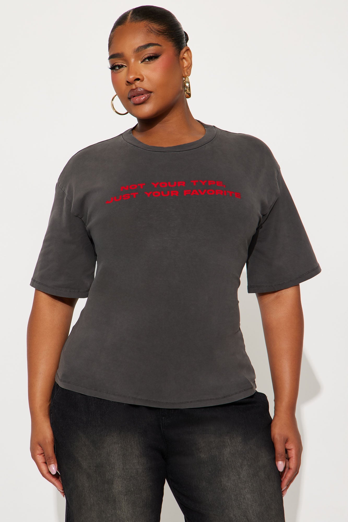 Not Your Type Top - Charcoal