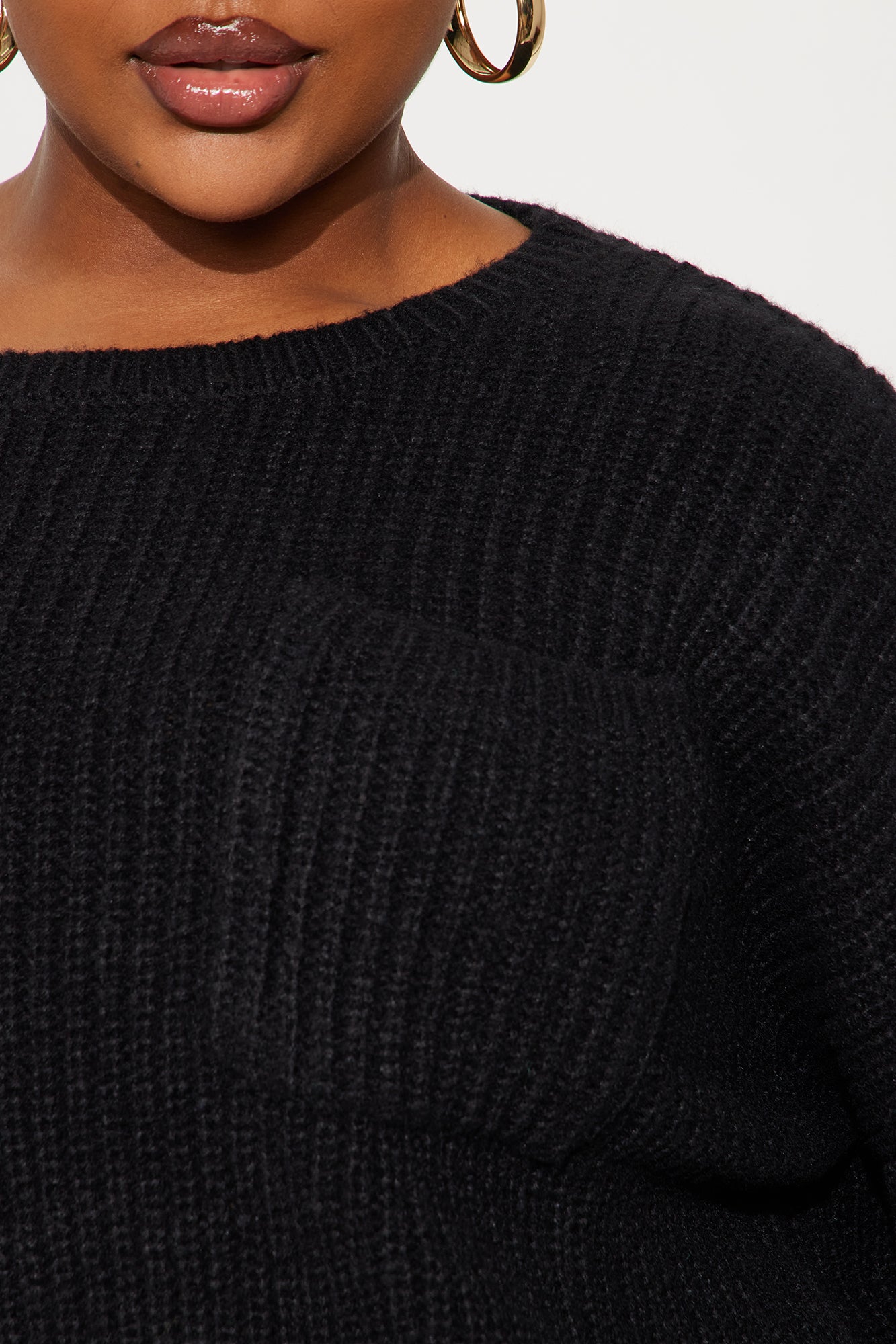 All Wrapped Up Chunky Knit Pullover Sweater - Black