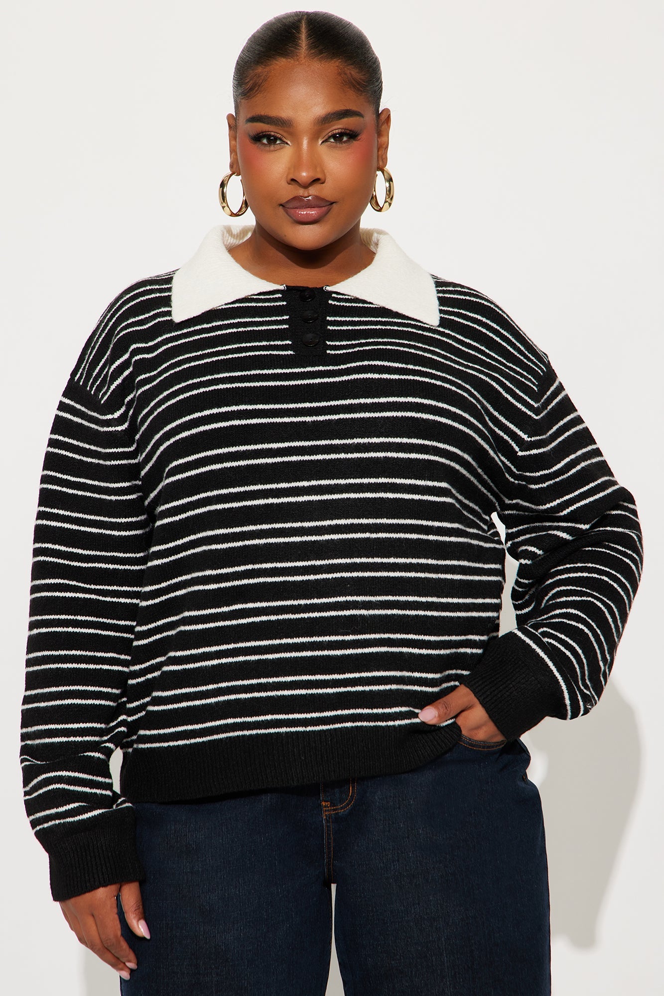 Just A Stripe Girl Sweater - Black/combo