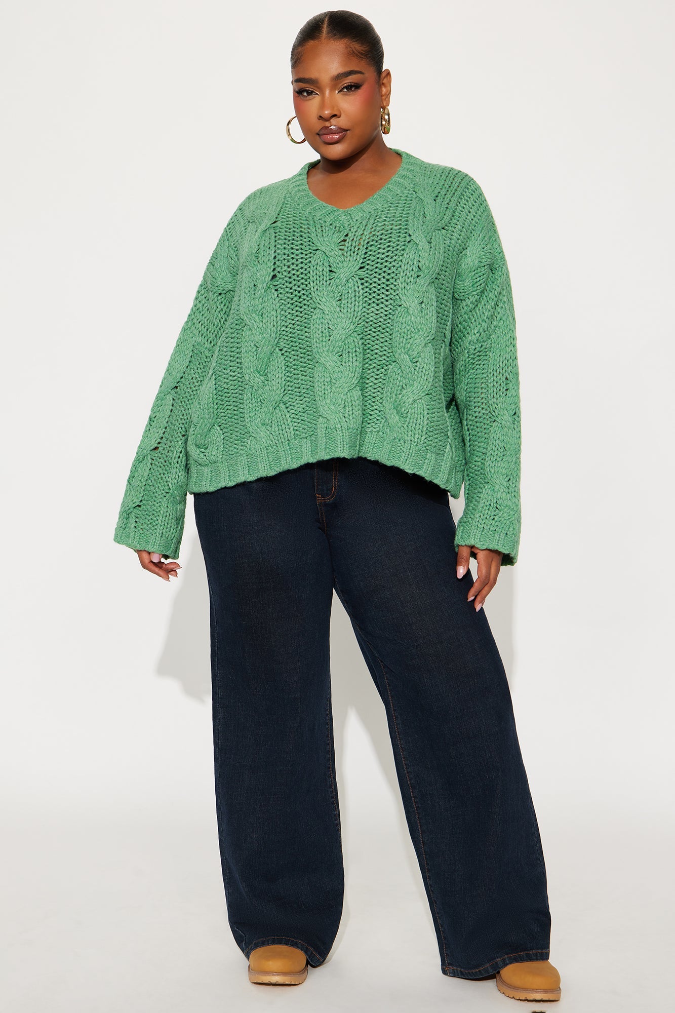 From The Archives Cable Knit Sweater - Green