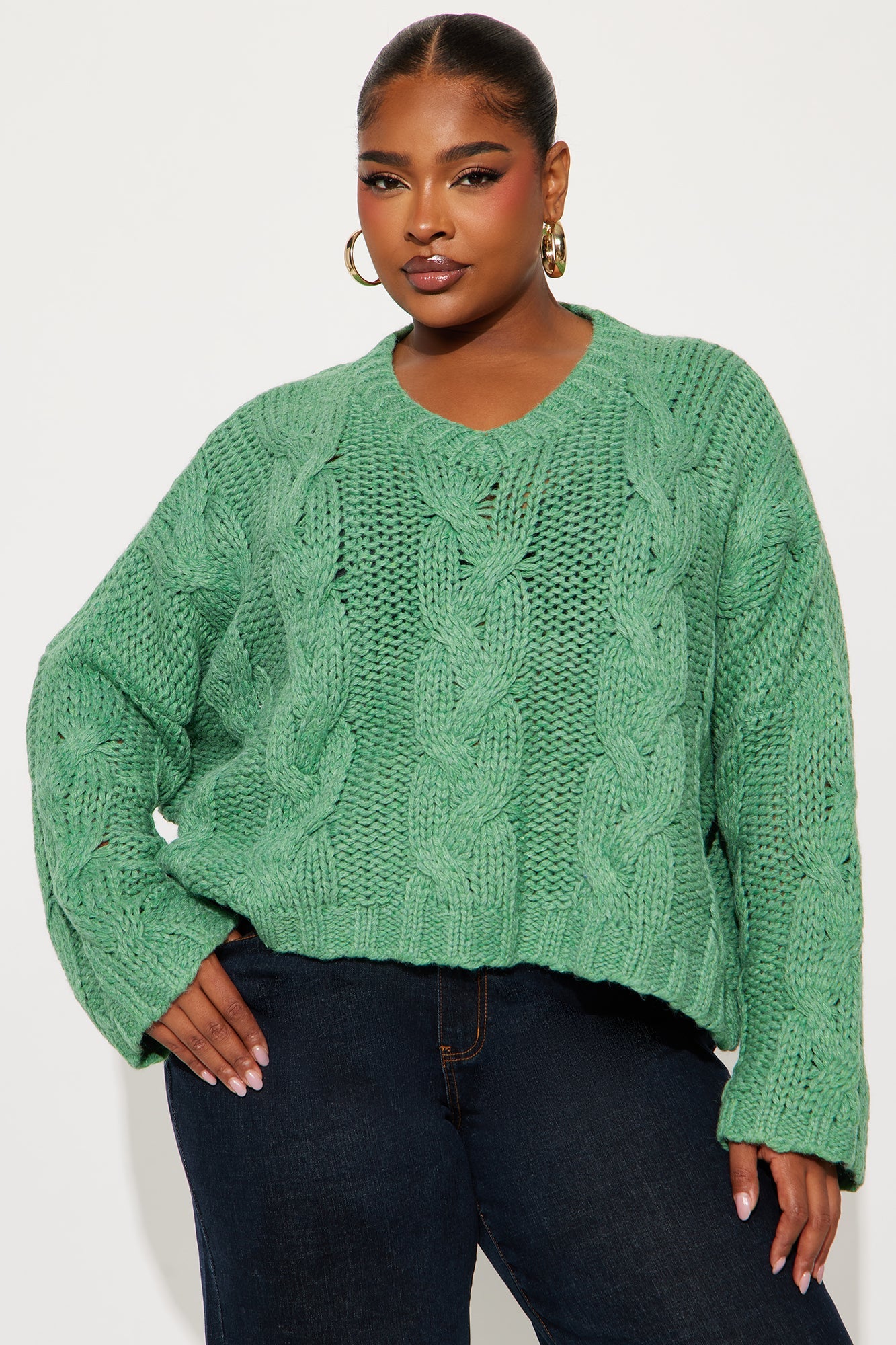 From The Archives Cable Knit Sweater - Green