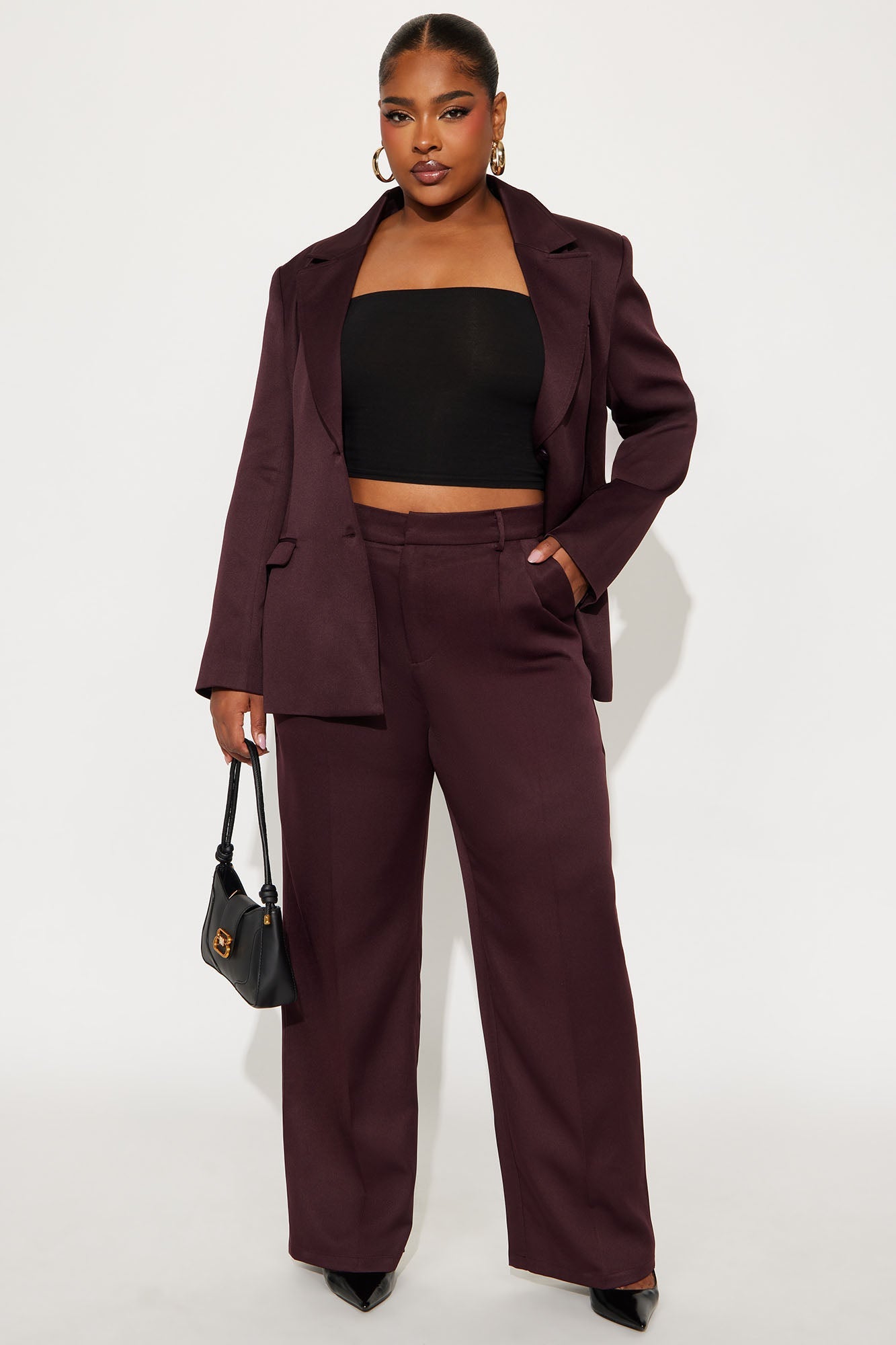 Kendall High Rise Trouser Pant - Chocolate