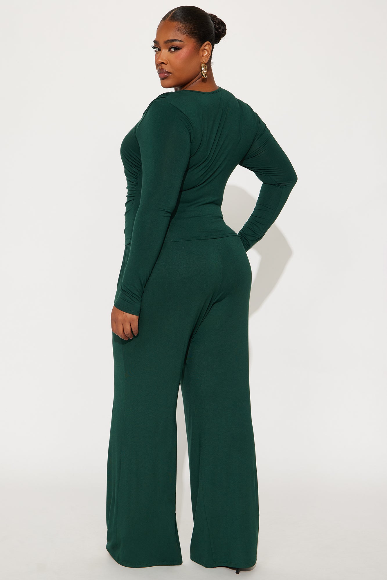 Alison Asymmetrical Wide Leg Pant Set - Hunter