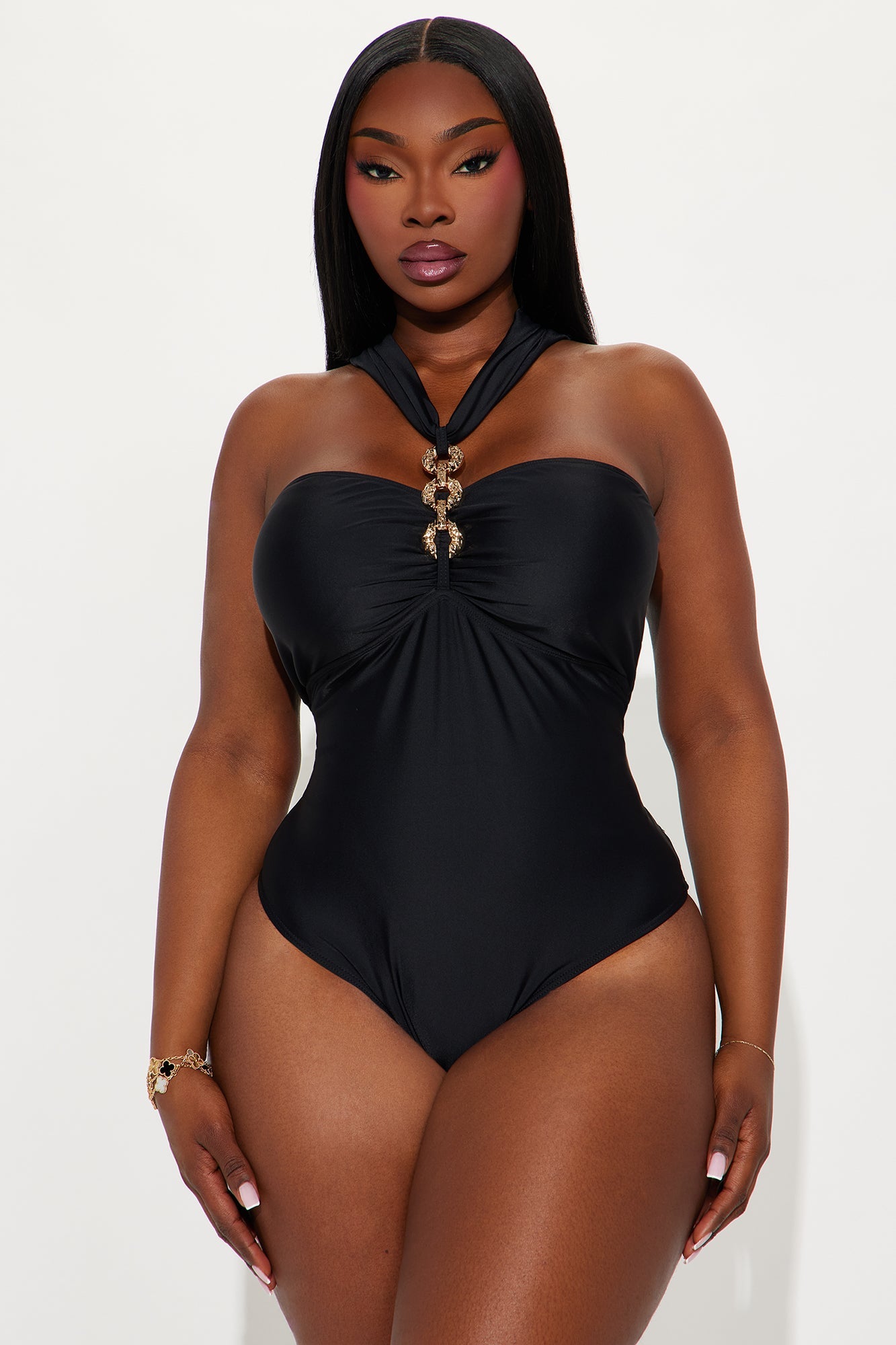 Genevieve Halter Hardware 1 Piece Swimsuit - Black