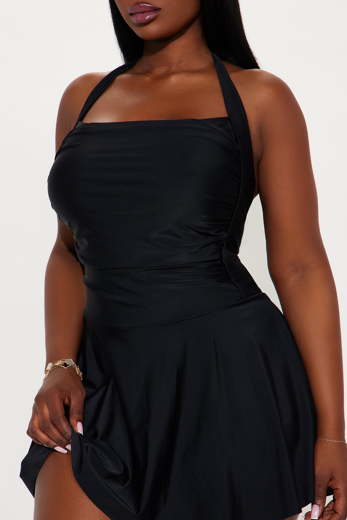 Ella Ruched Dress 1 Piece Swimsuit - Black