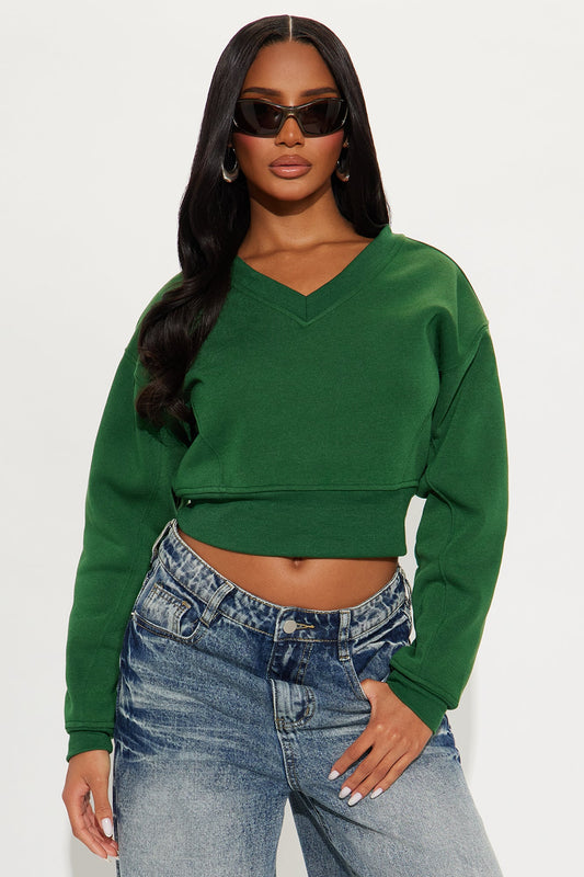 Effortless Vibes Fleece Sweatshirt - Hunter Green
