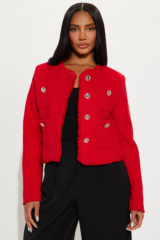 First Lady Tweed Coat - Red