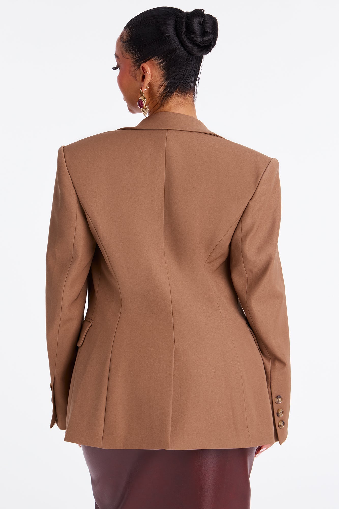 Leslee Twill Rigid Fitted Blazer - Mocha
