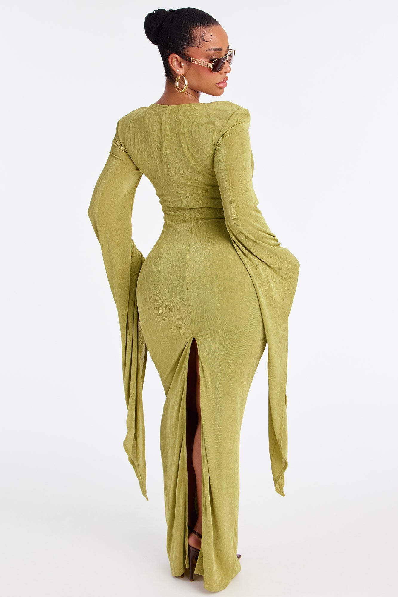 Chic Hustle Draped Maxi Dress - Olive