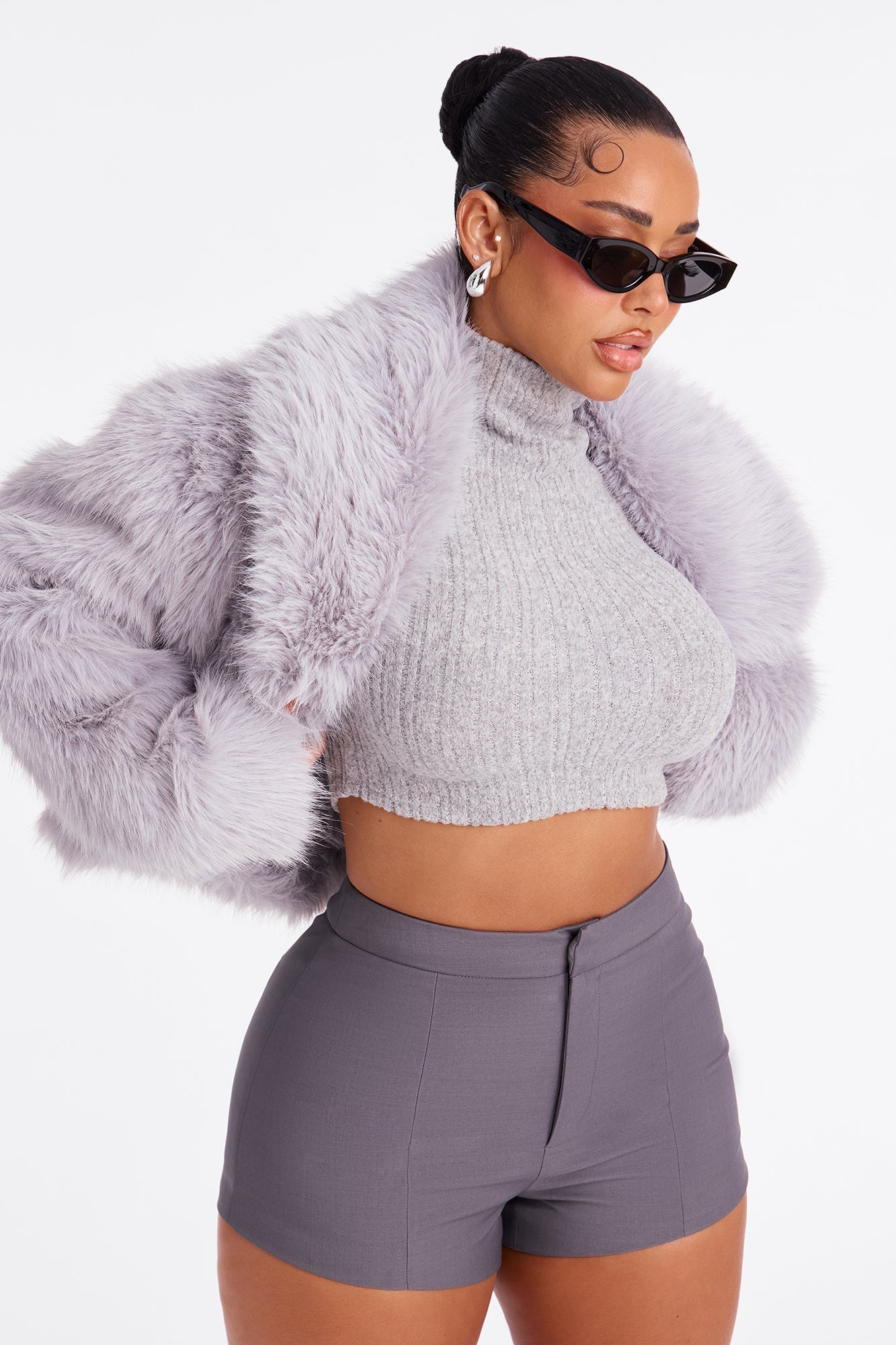 Gigi Faux Fur Coat - Grey