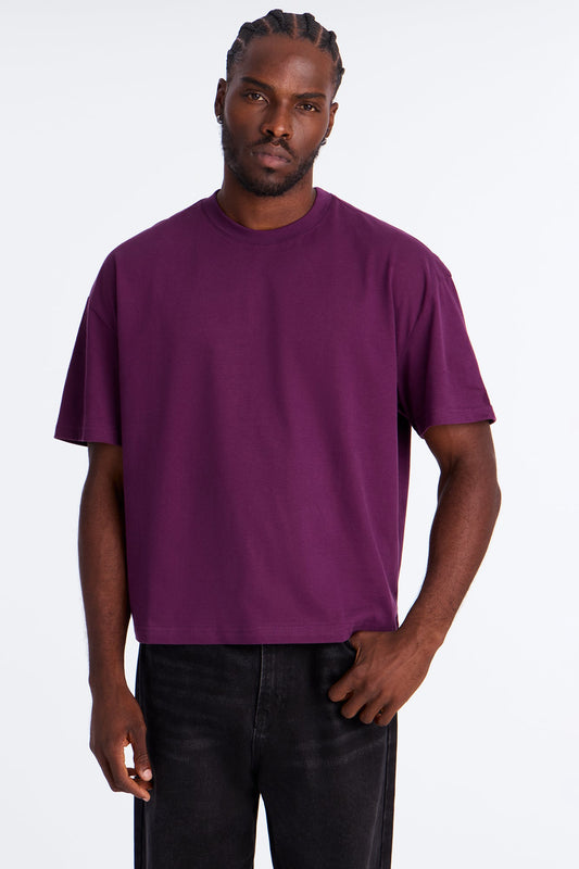 Boxy Premium Midweight Tee - Plum