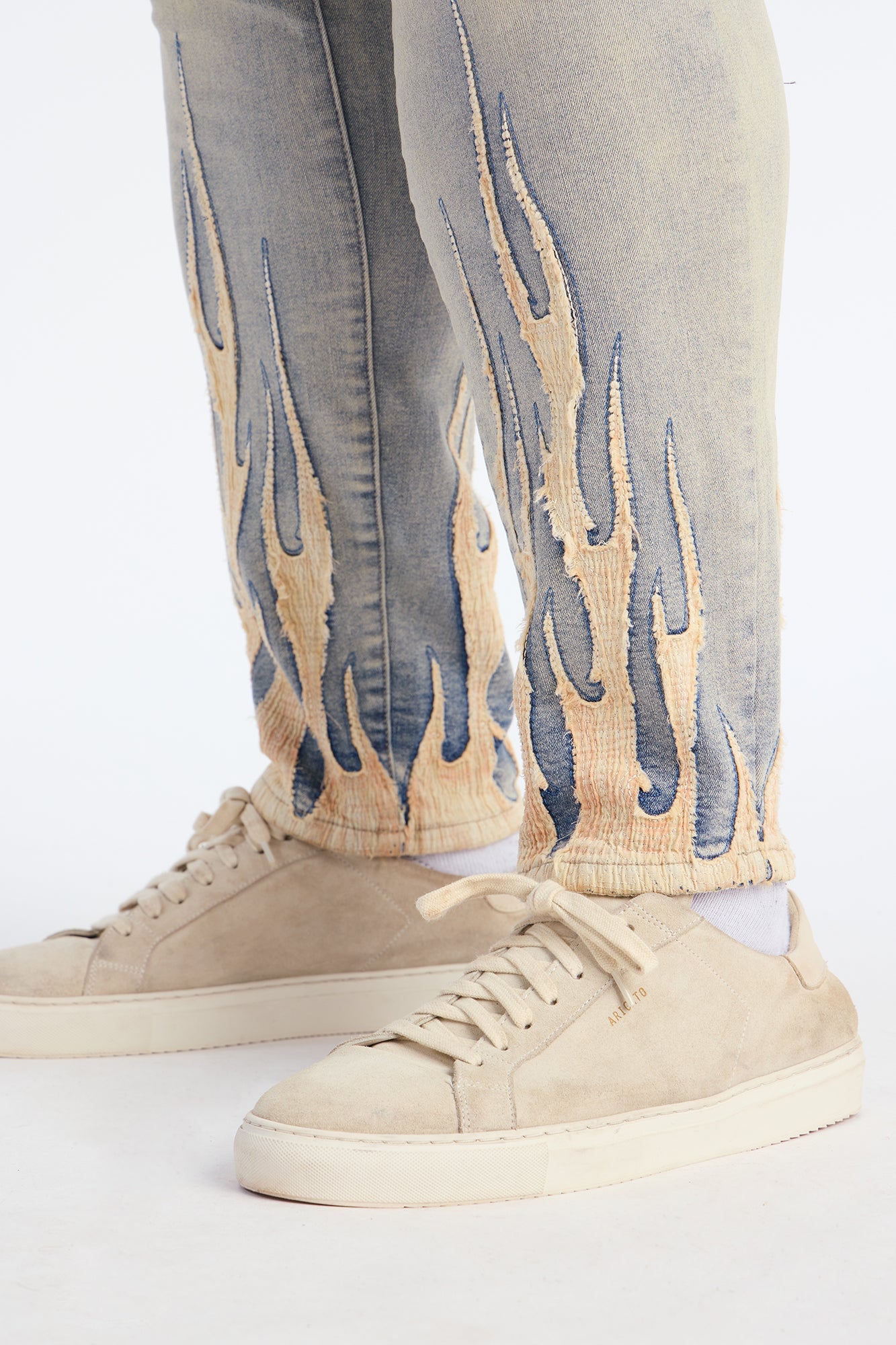 Skinny Street Flames Distressed Jean - Vintage Wash