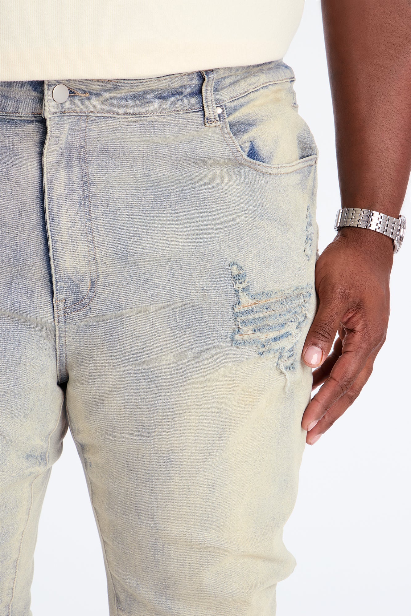 Skinny Street Flames Distressed Jean - Vintage Wash