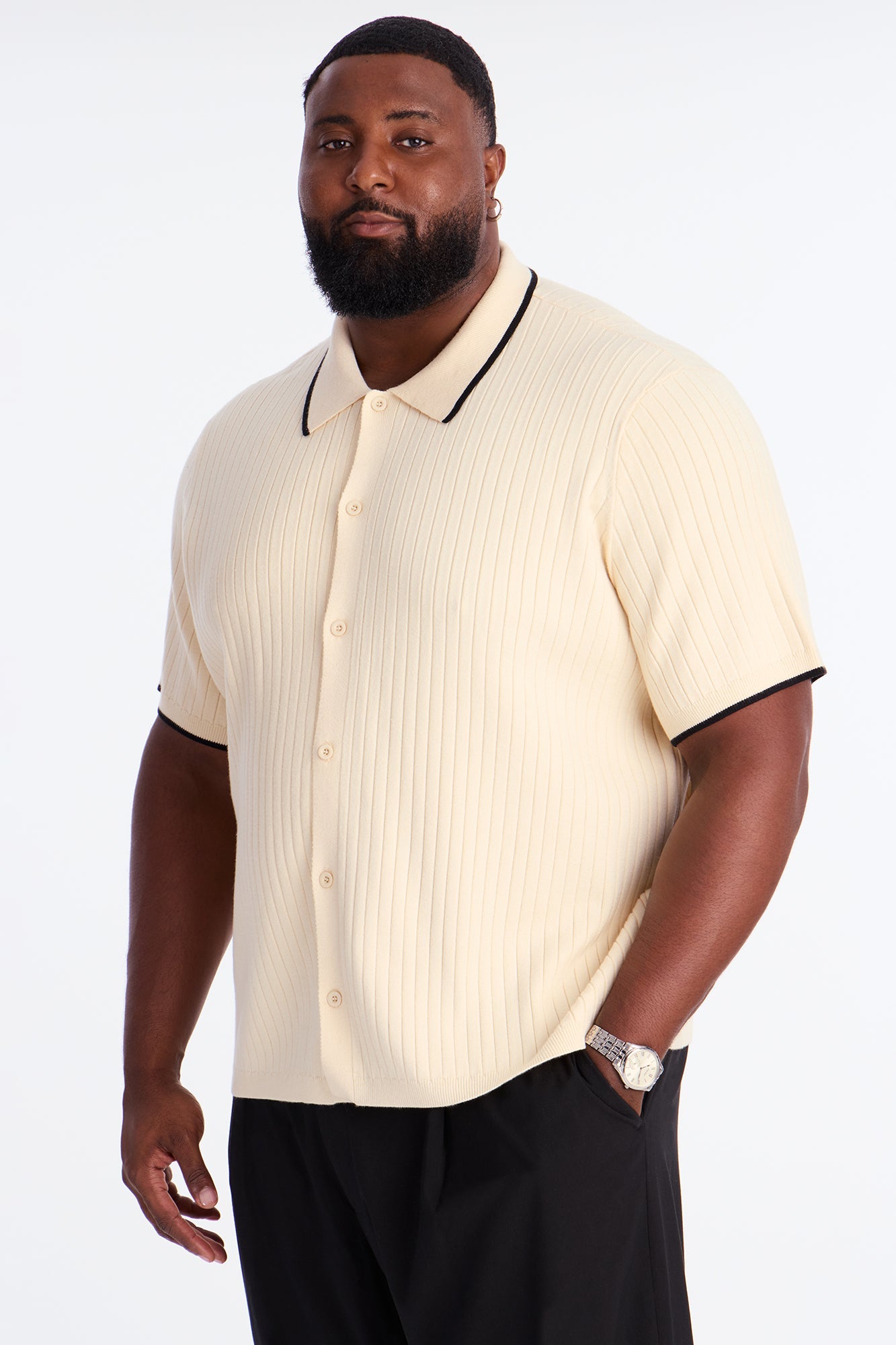 Garrison Knitted Button Up Shirt - Cream