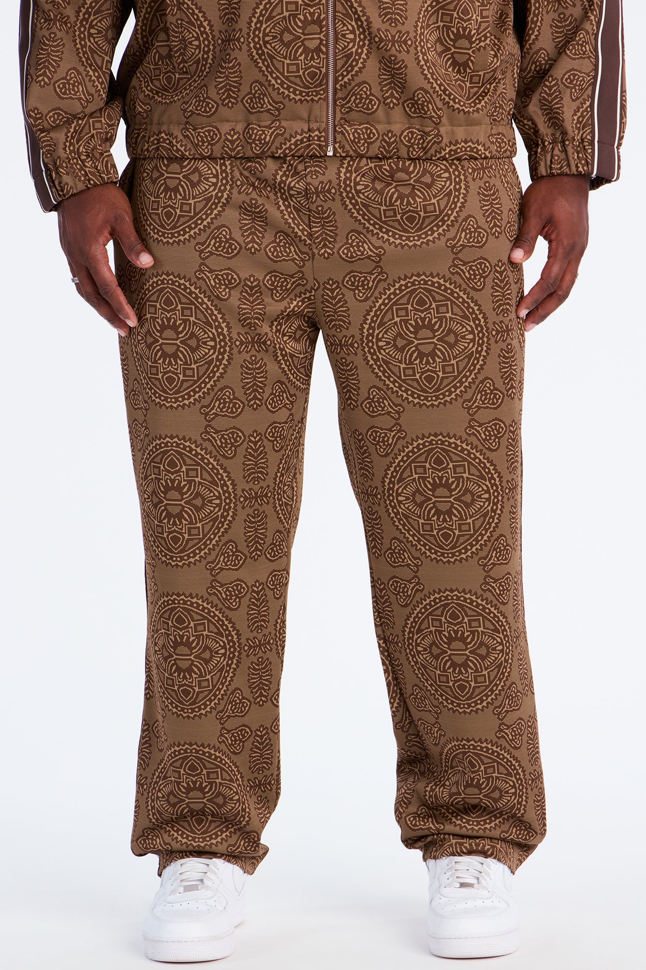 Slim All Over Jacquard Track Pant - Brown/combo