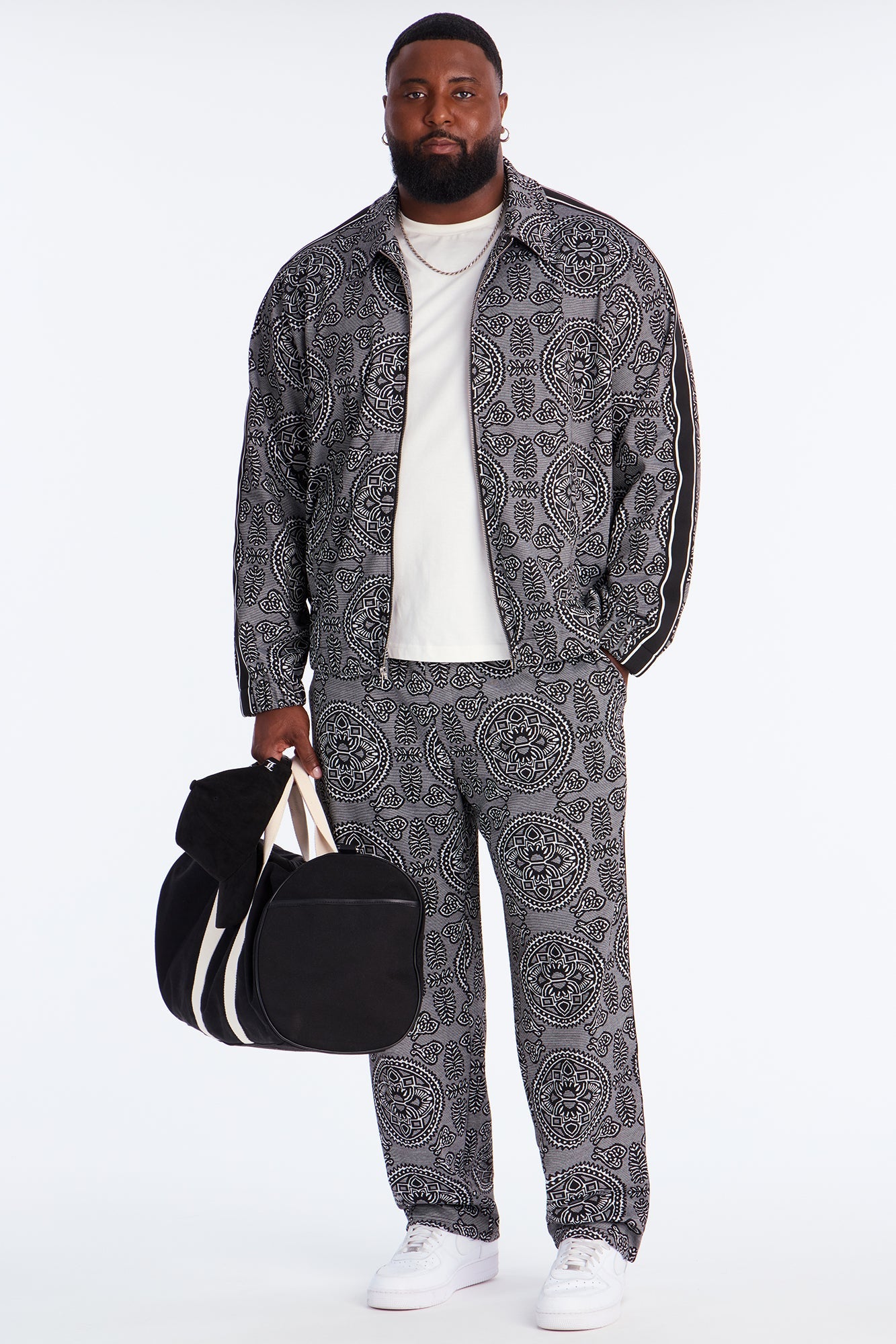 All Over Jacquard Track Jacket - Black/combo