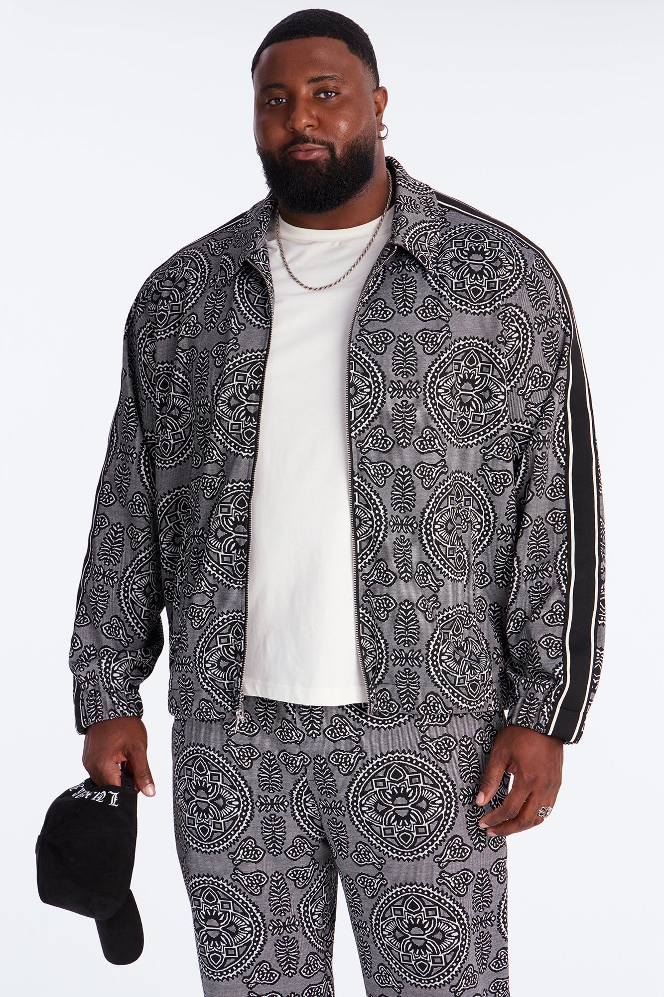 All Over Jacquard Track Jacket - Black/combo