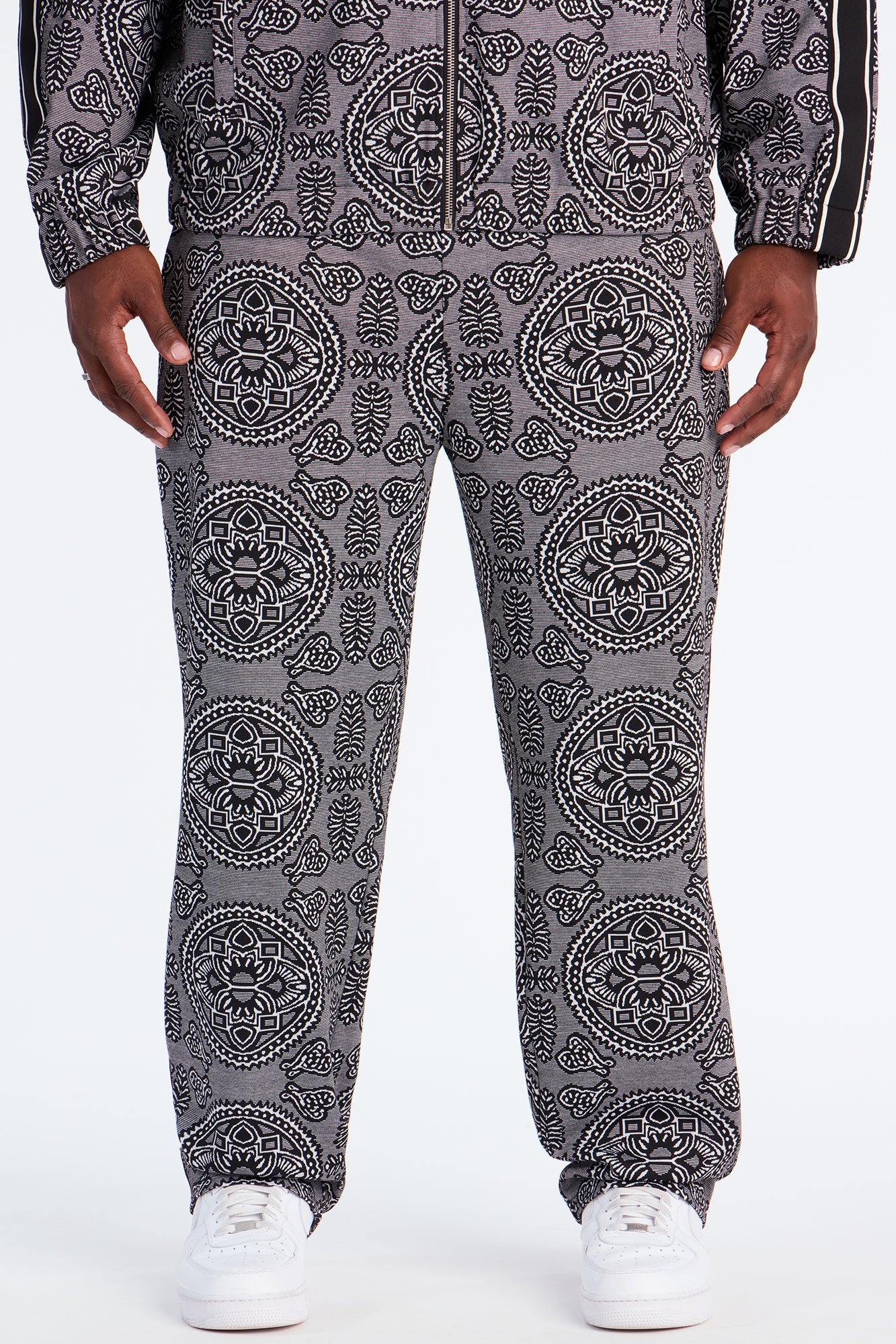 Slim All Over Jacquard Track Pant - Black/combo