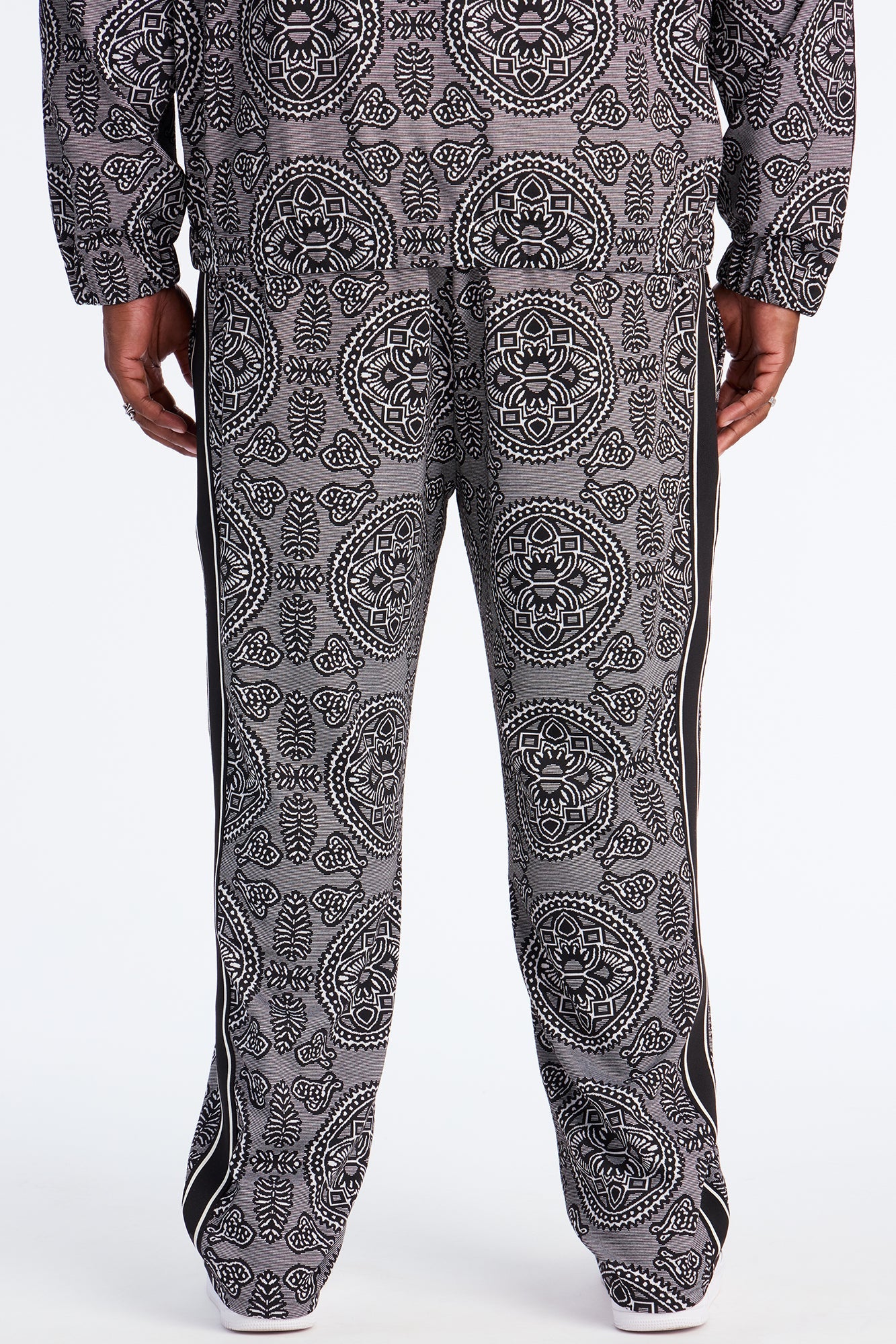 Slim All Over Jacquard Track Pant - Black/combo