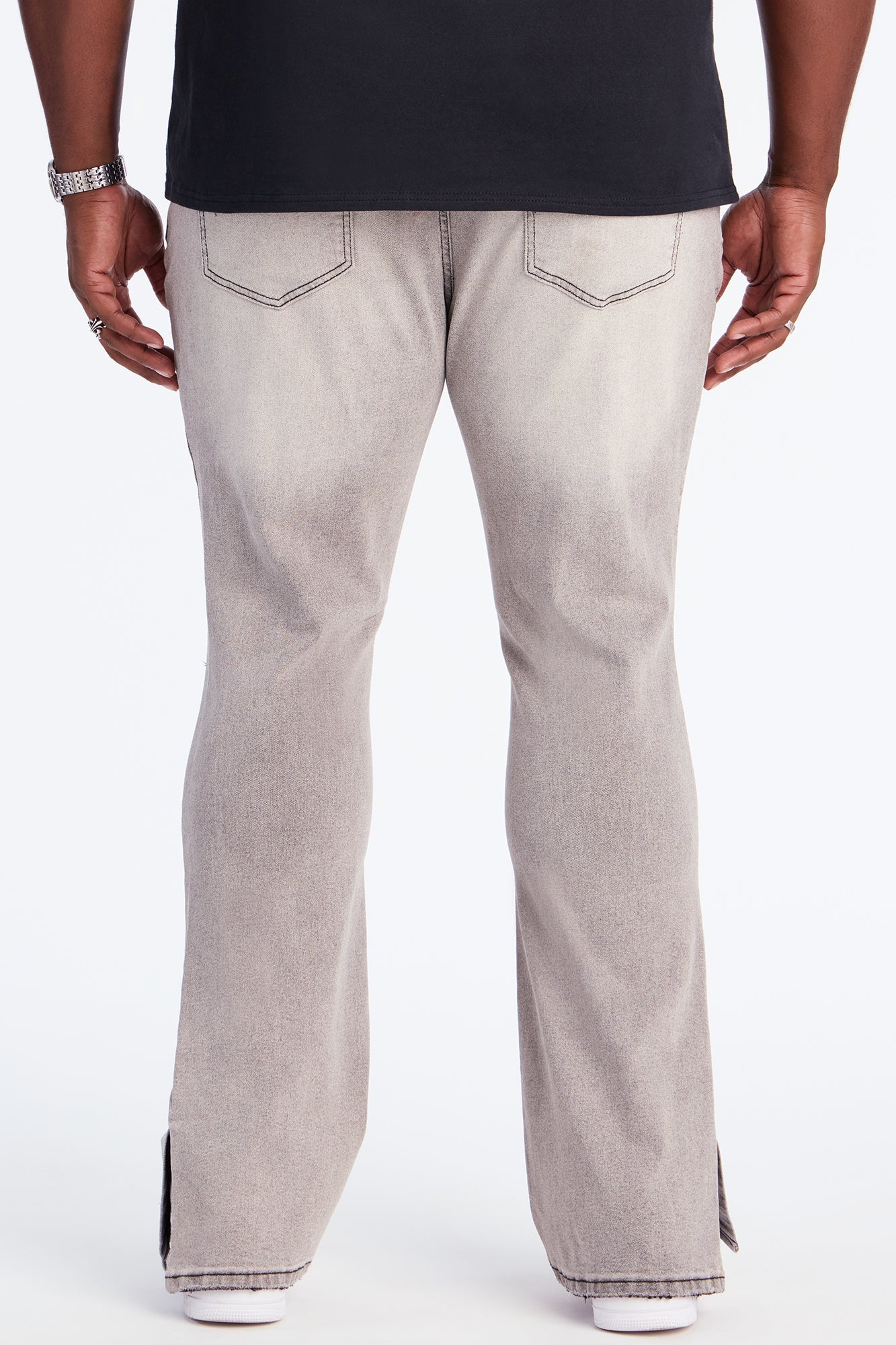 Stacked Skinny Flare Slit Dare Me Distressed Jean - Grey