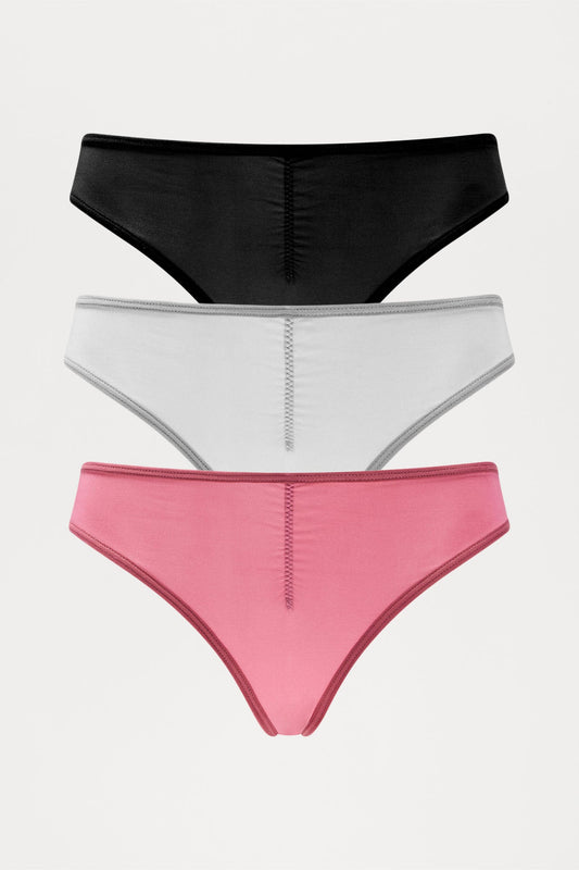 As It Should 3 Pack Microfiber Bikini Panties - Rose/Combo