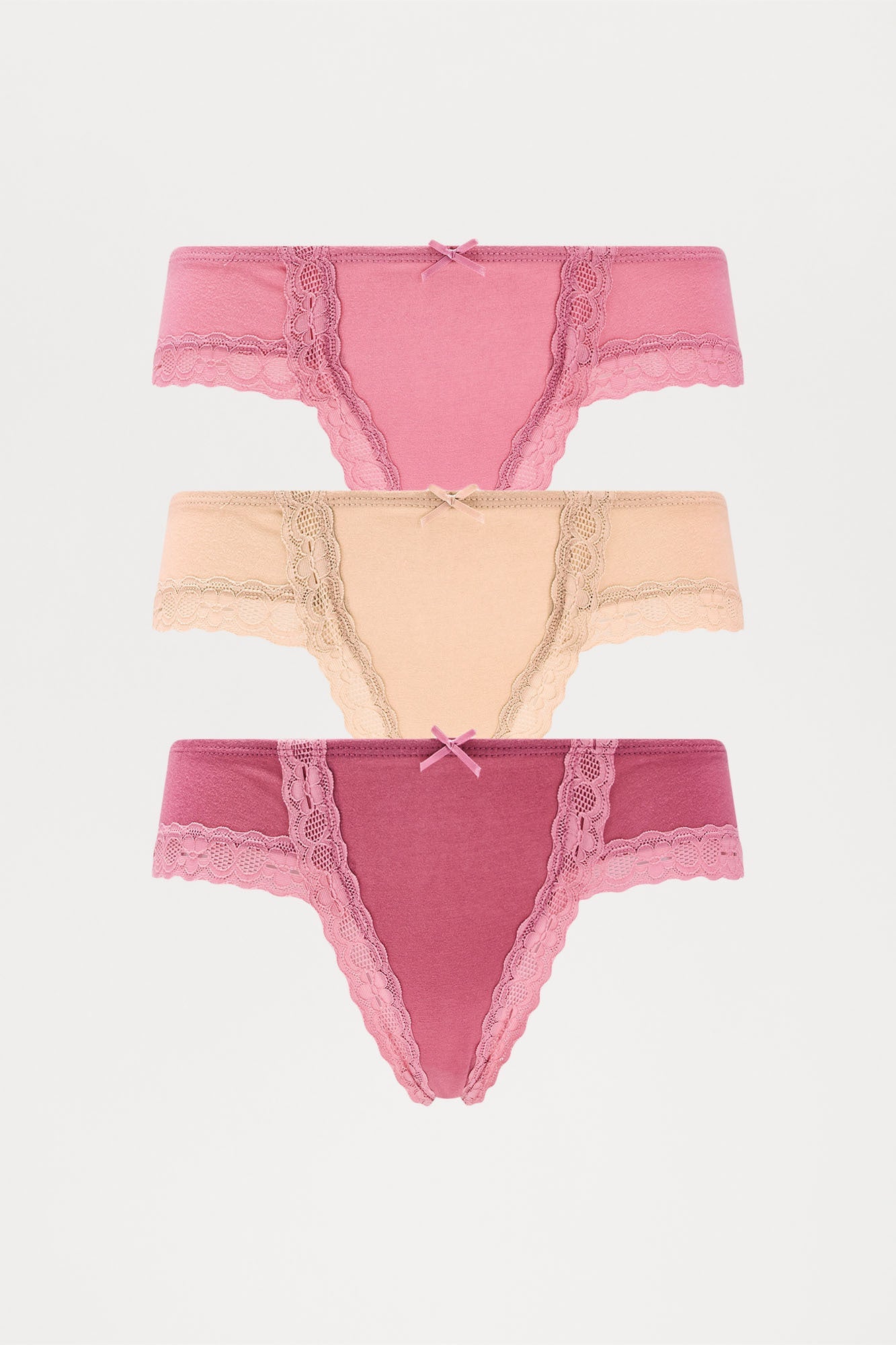 My Essentials 3 Pack Cotton Bikini Panties - Rose/Combo