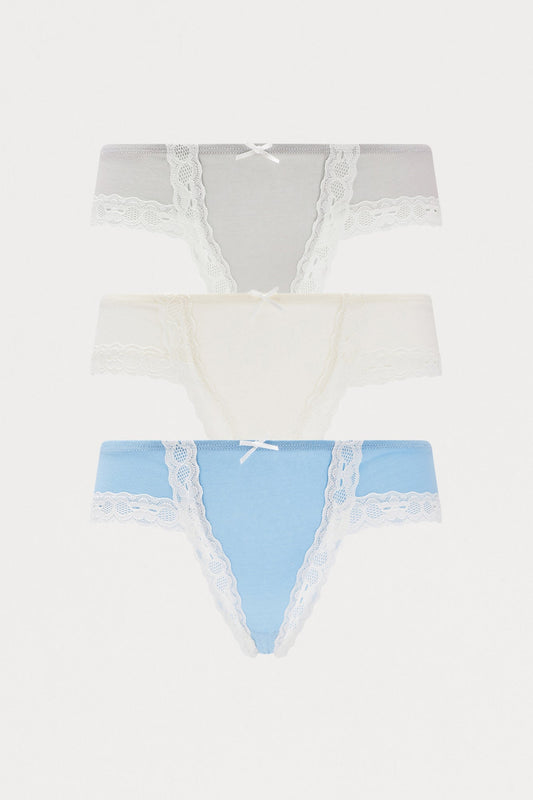 My Essentials 3 Pack Cotton Bikini Panties - White/combo