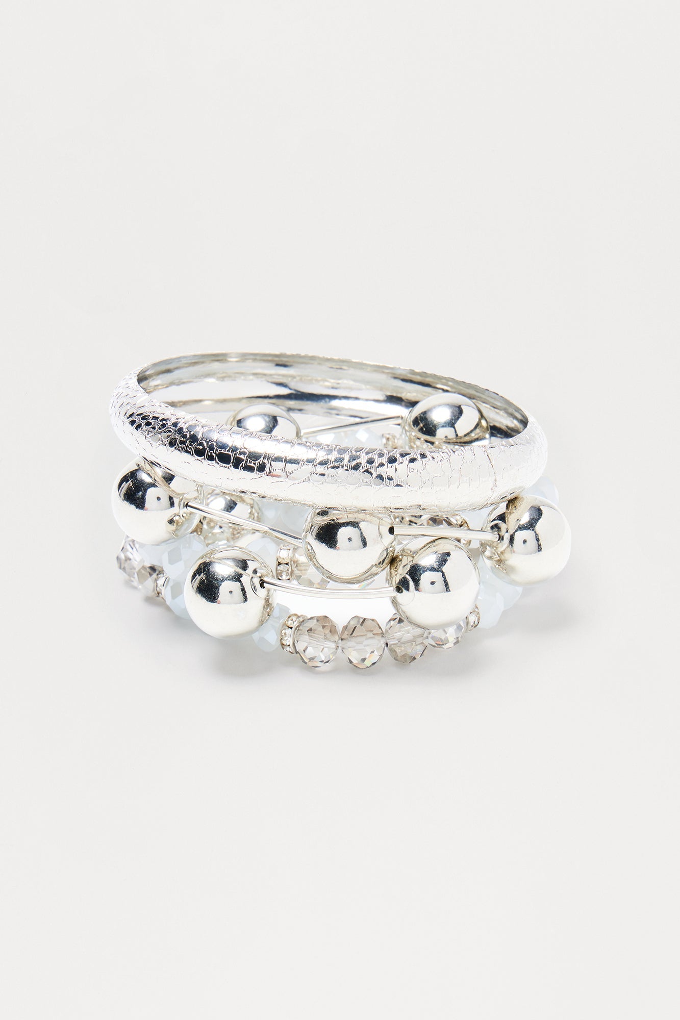 Beads And Beauty 5 Piece Bracelet Set - Silver