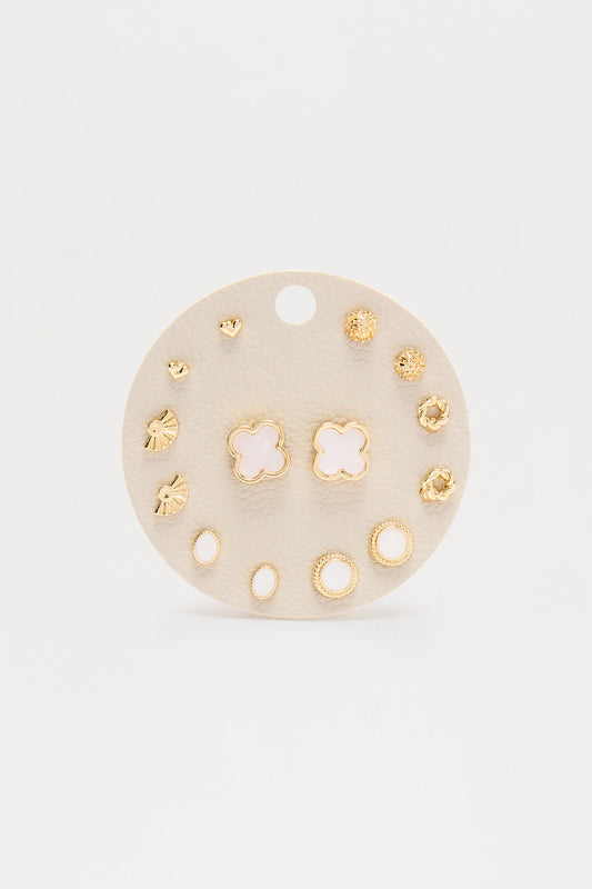 Daily Stud 7 Pair Multi Earring Set - Gold