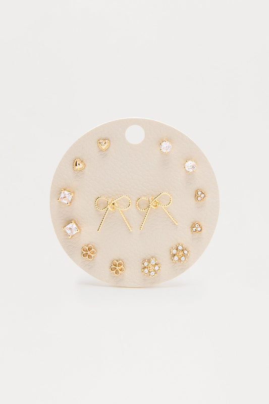 Girly Trinkets 7 Pair Multi Earring Set - Gold